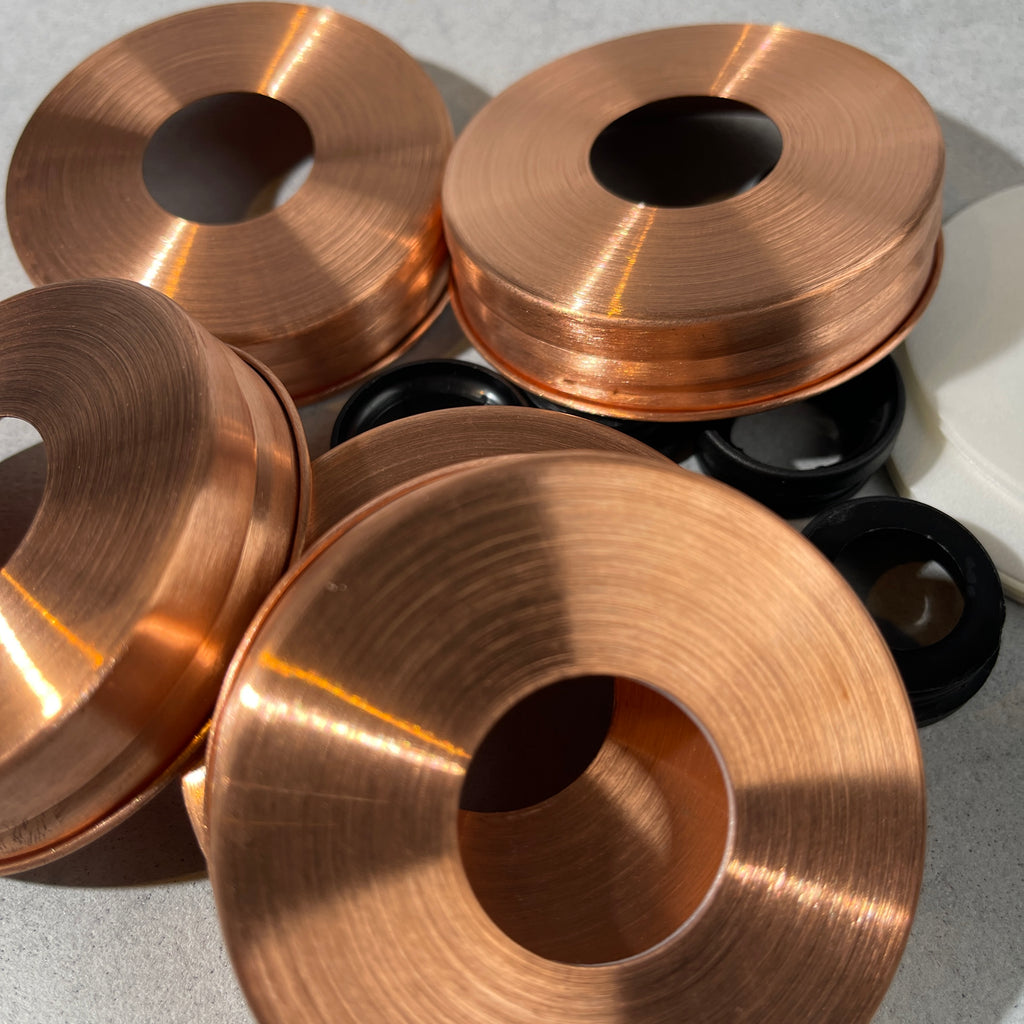 copper mason jar  regular mouth lid with collar thread and poly gasket