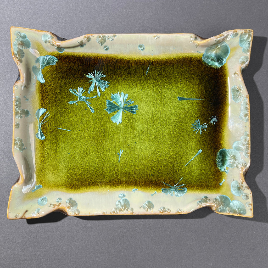 Spring Green  macro crystalline glazed Tray by Hong Rubinstein of One Dream Design TM 