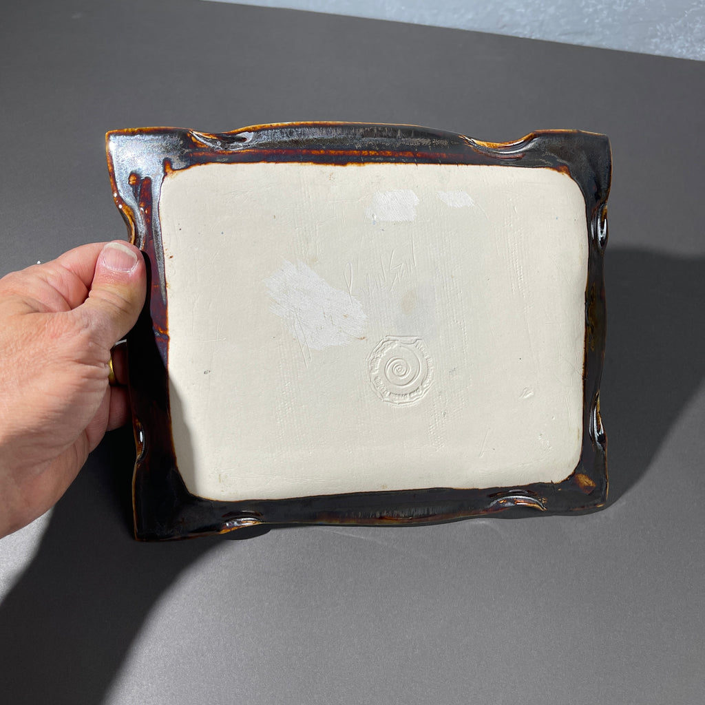 Blue purple macro crystalline glazed tray by Hong Rubinstein

