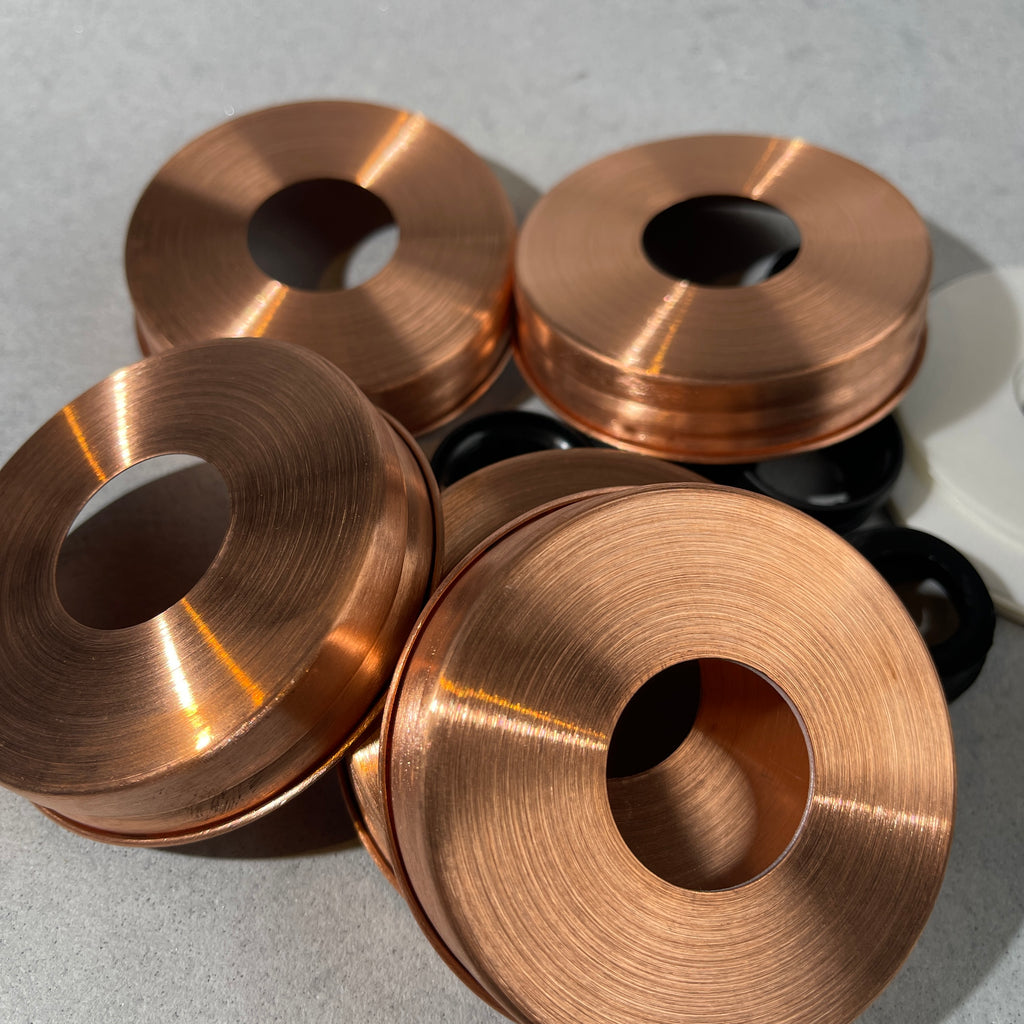 copper mason jar  regular mouth lid with collar thread and poly gasket
