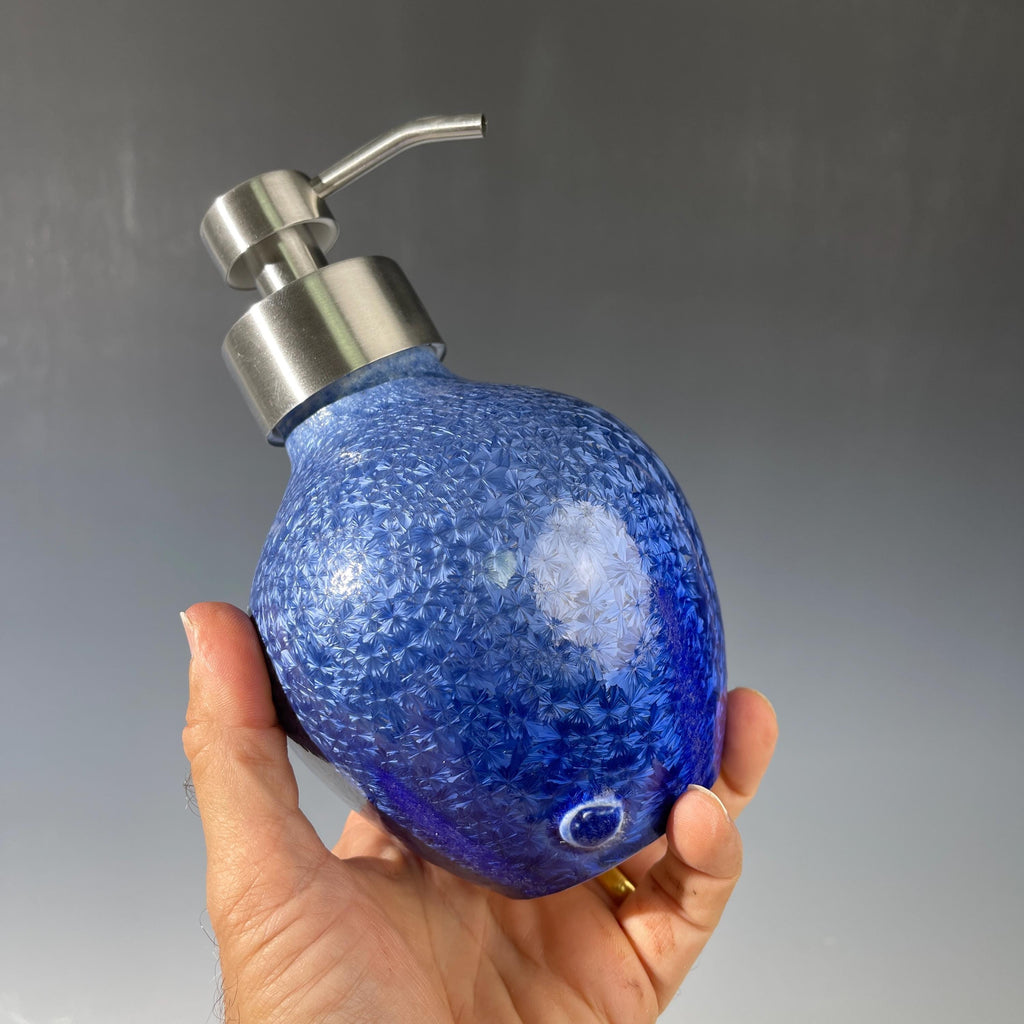 Foaming soap pump light amethyst cobalt micro sparkle