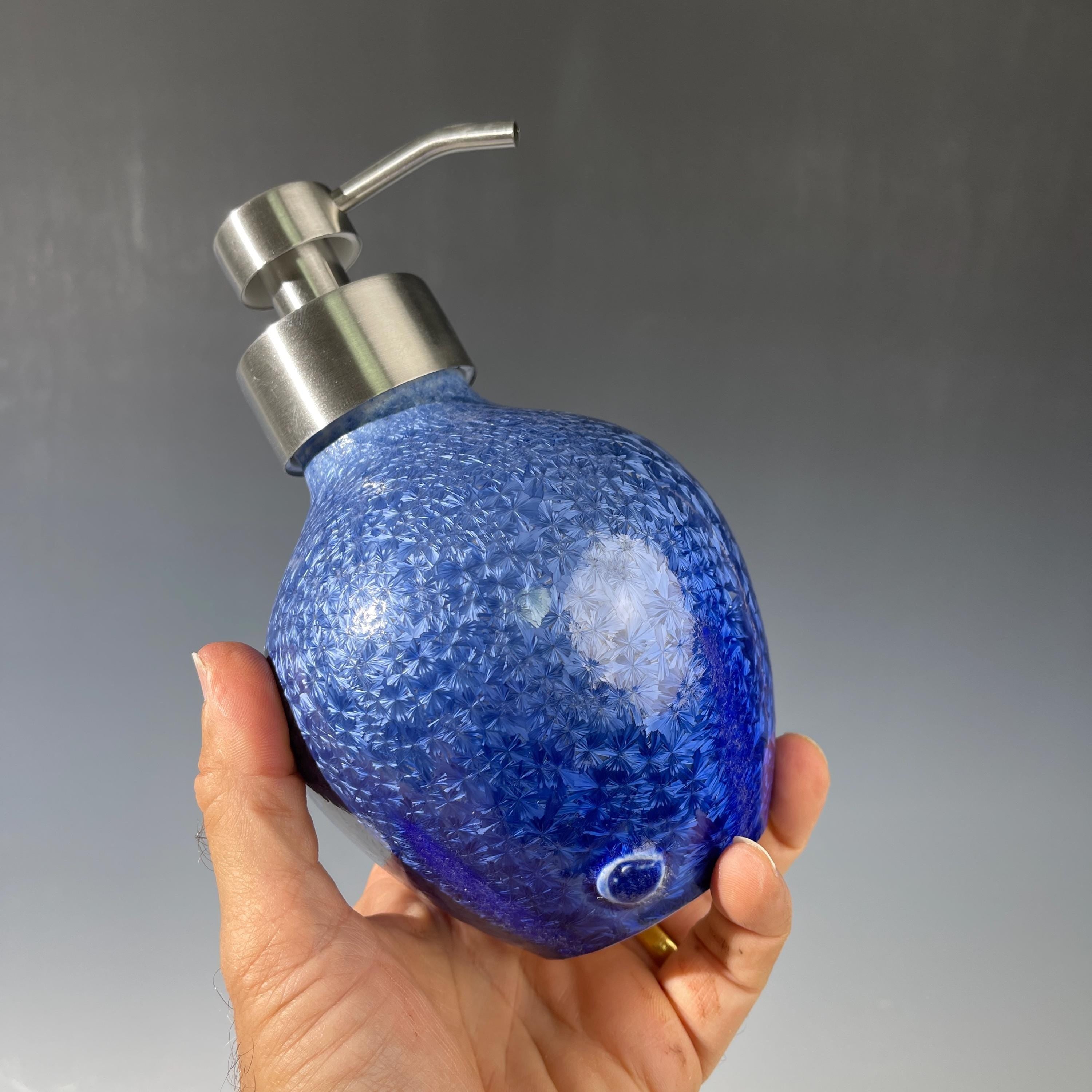 Foaming soap pump light amethyst cobalt micro sparkle