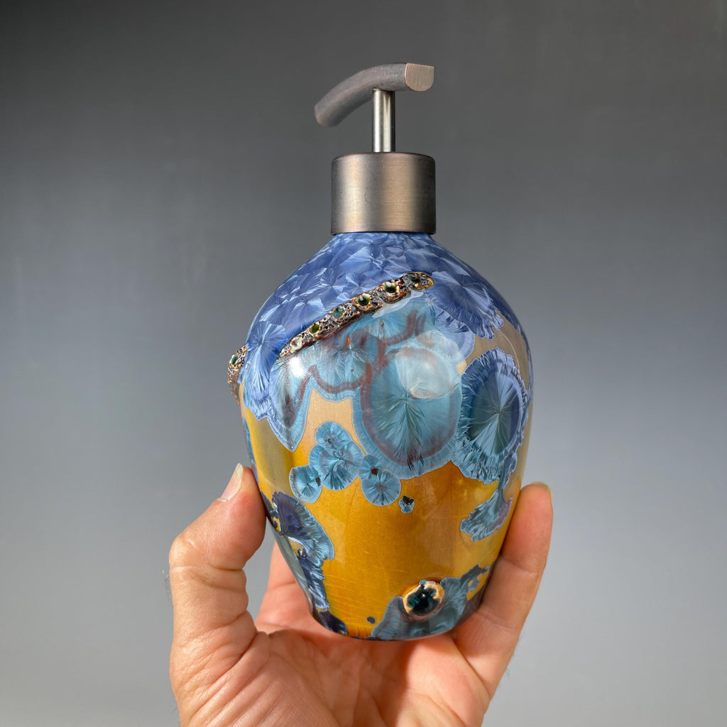 Soap pump amethyst ocelot sparkle crystal