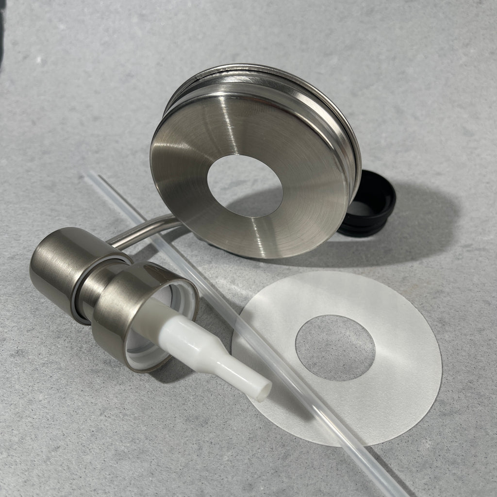 mason jar soap pump kit stainless lid bird head  dispenser pump top
