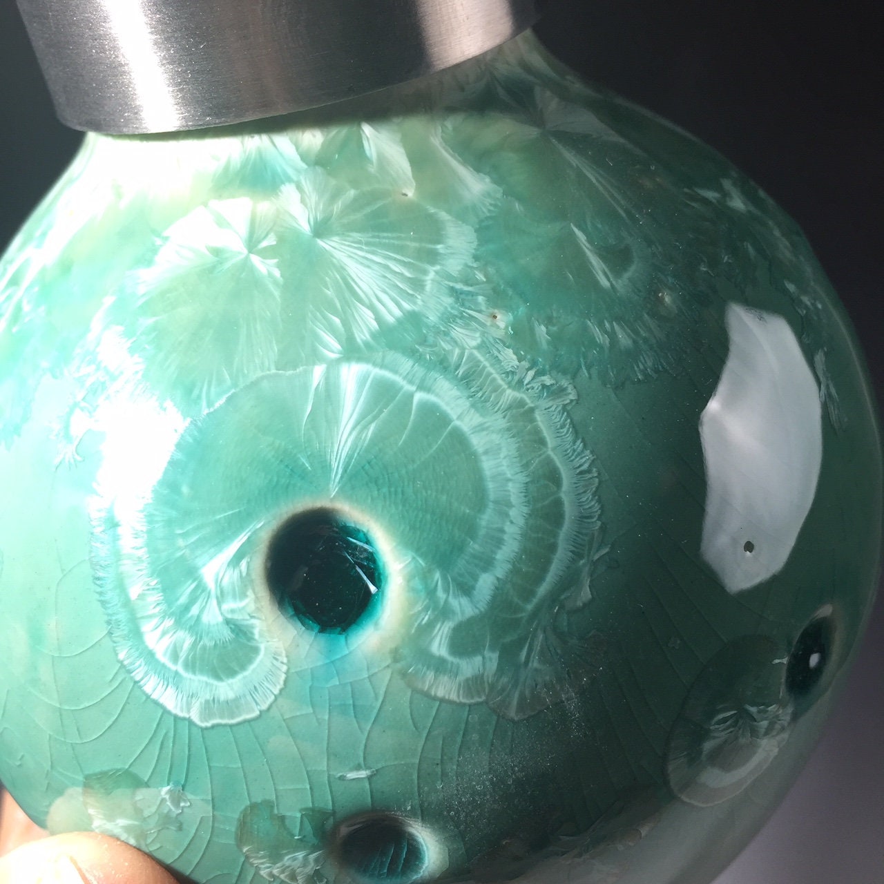 Foaming soap pump caribbean blue green,  with stainless foam soap top