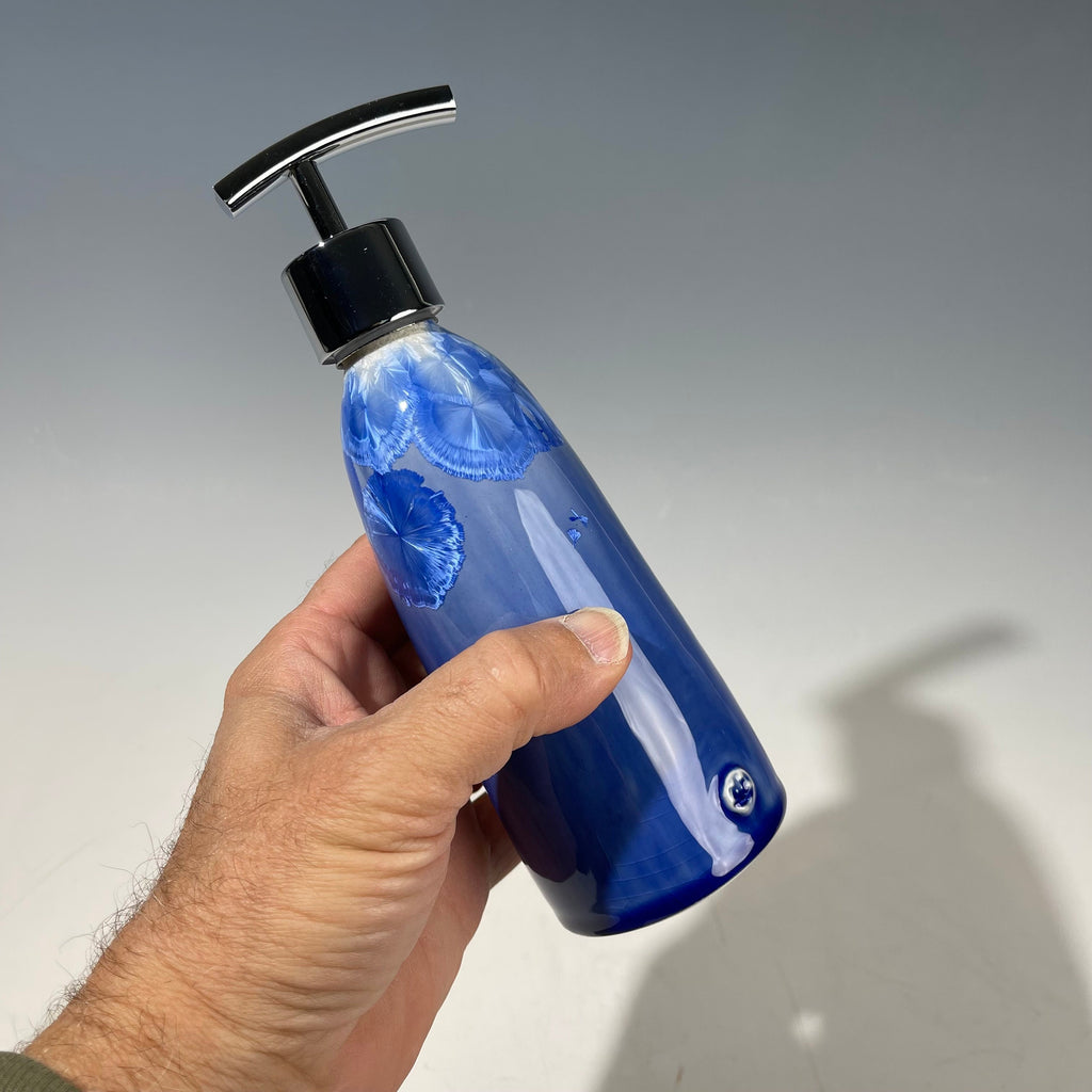 Soap Pump, Lotion and Hand Pump Cobalt crystalline glazed