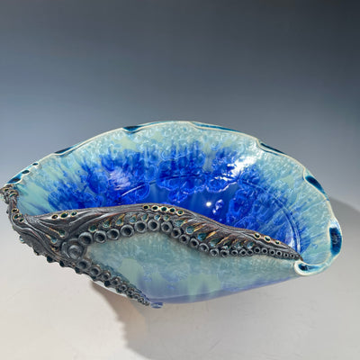 lake blue to cobalt macro crystalline hand made artistic sink by Hong Rubinstein