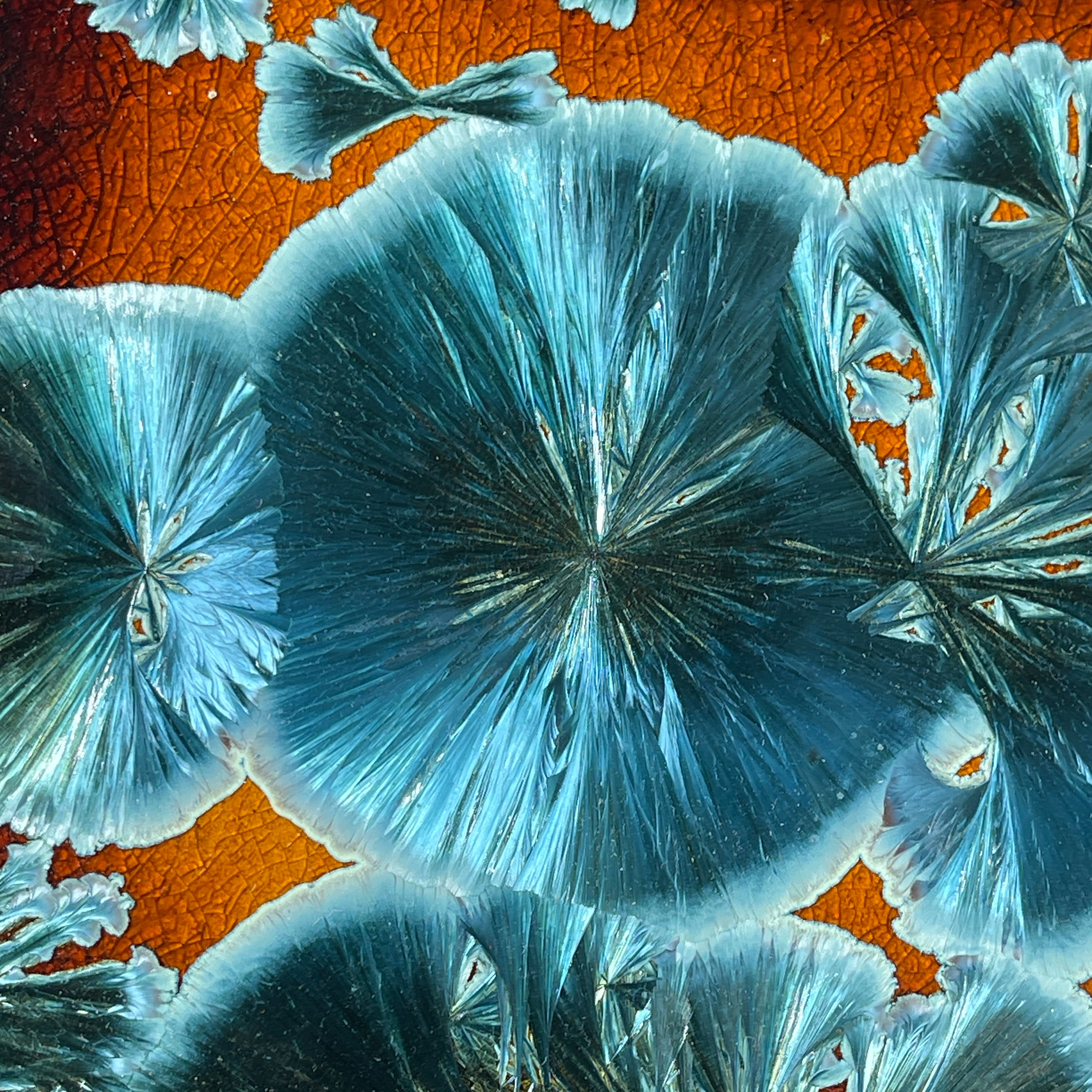honey teal color macro crystalline glazed ceramic tray by Hong Rubinstein of One Dream DesignTM