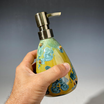 soap pump-jewel toned crystalline- triangular soap pump lotion dispenser unique handmade