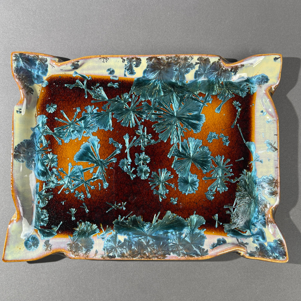 Amber Honey teal toned macro crystalline tray by Hong Rubinstein  of One Dream Design TM