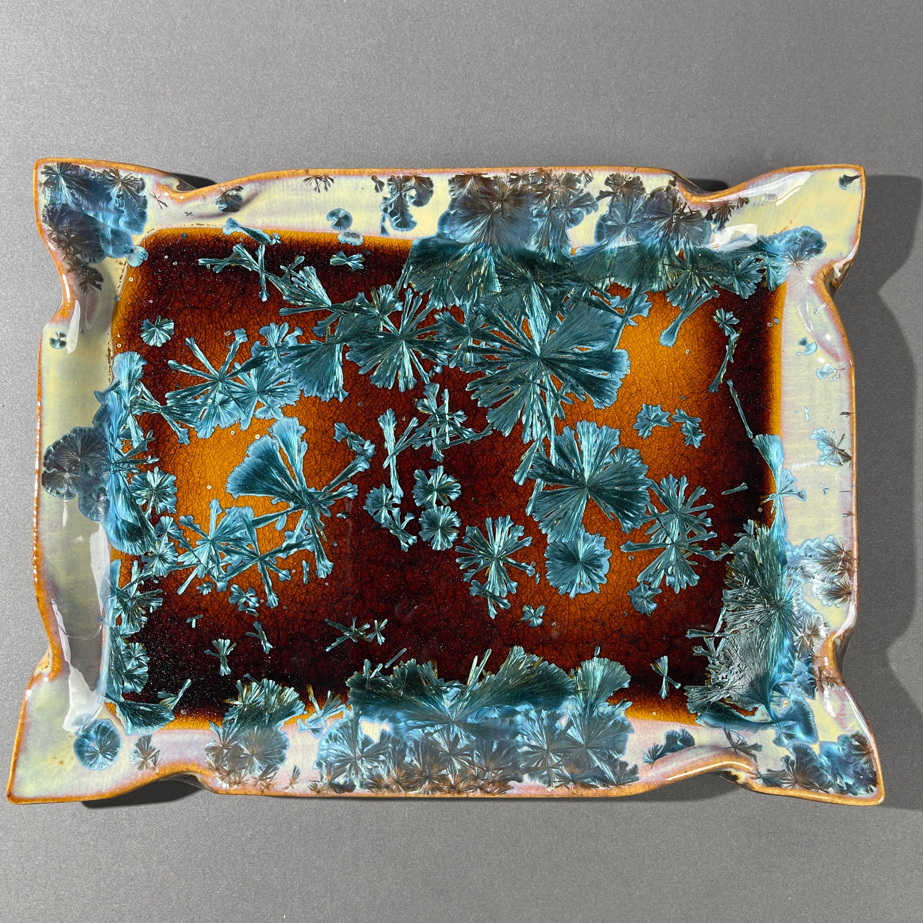 Amber Honey teal toned macro crystalline tray by Hong Rubinstein  of One Dream Design TM