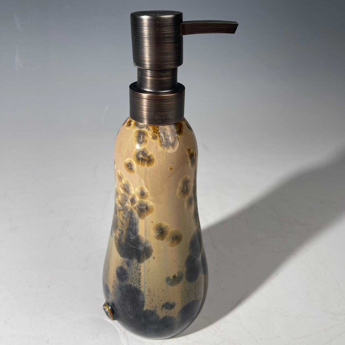 Soap Pump, Lotion and hand soap dispenser, tall, wheat to safflower honey gold to charcoal