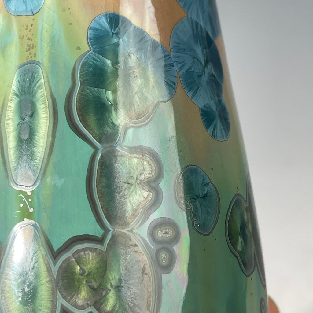 happy man soap pump close up of crystalline structure of the glaze