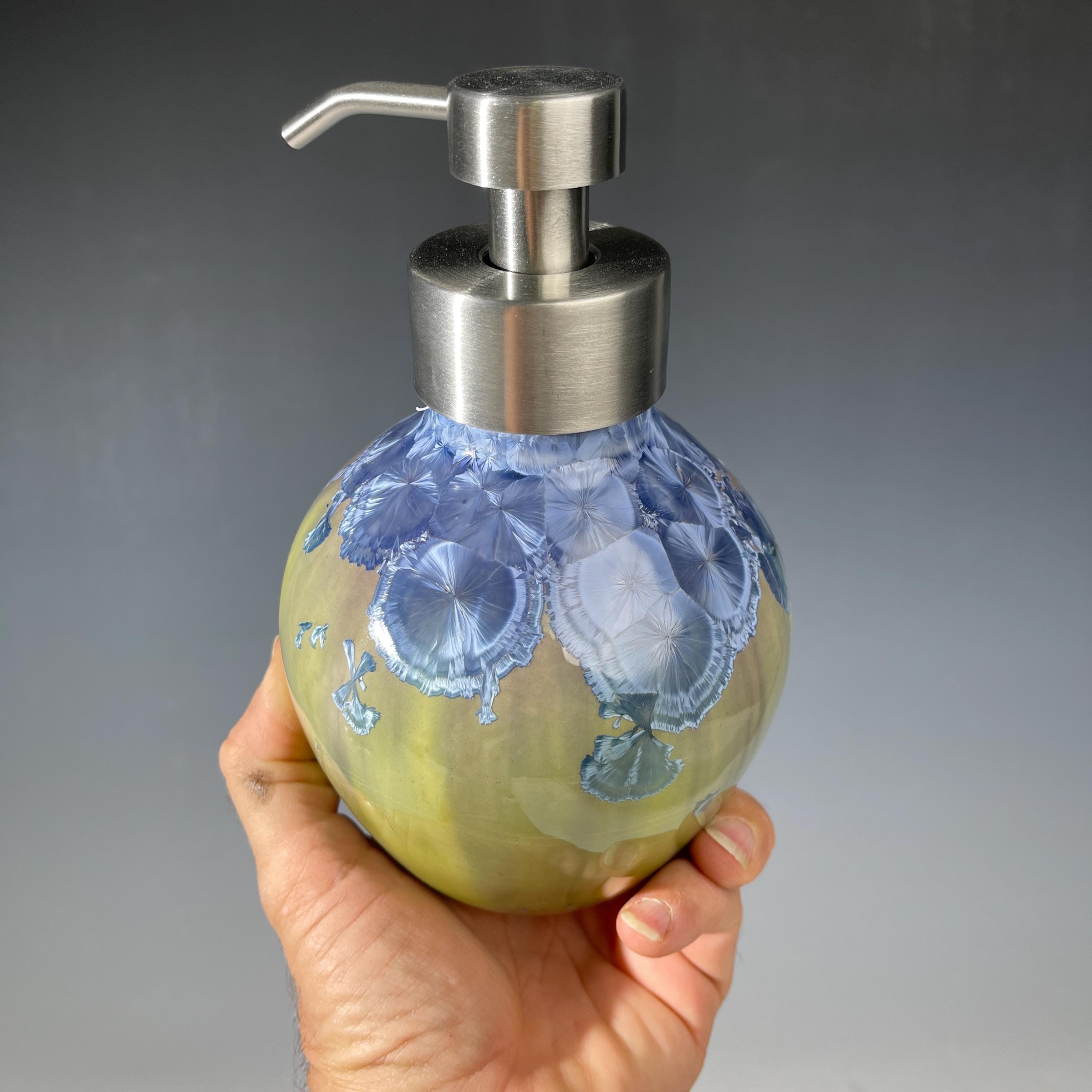 Foaming soap pump light amethyst to forest green sparkle