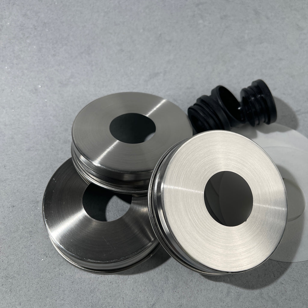 stainless lids with hole  and collars for regular mouth mason jars