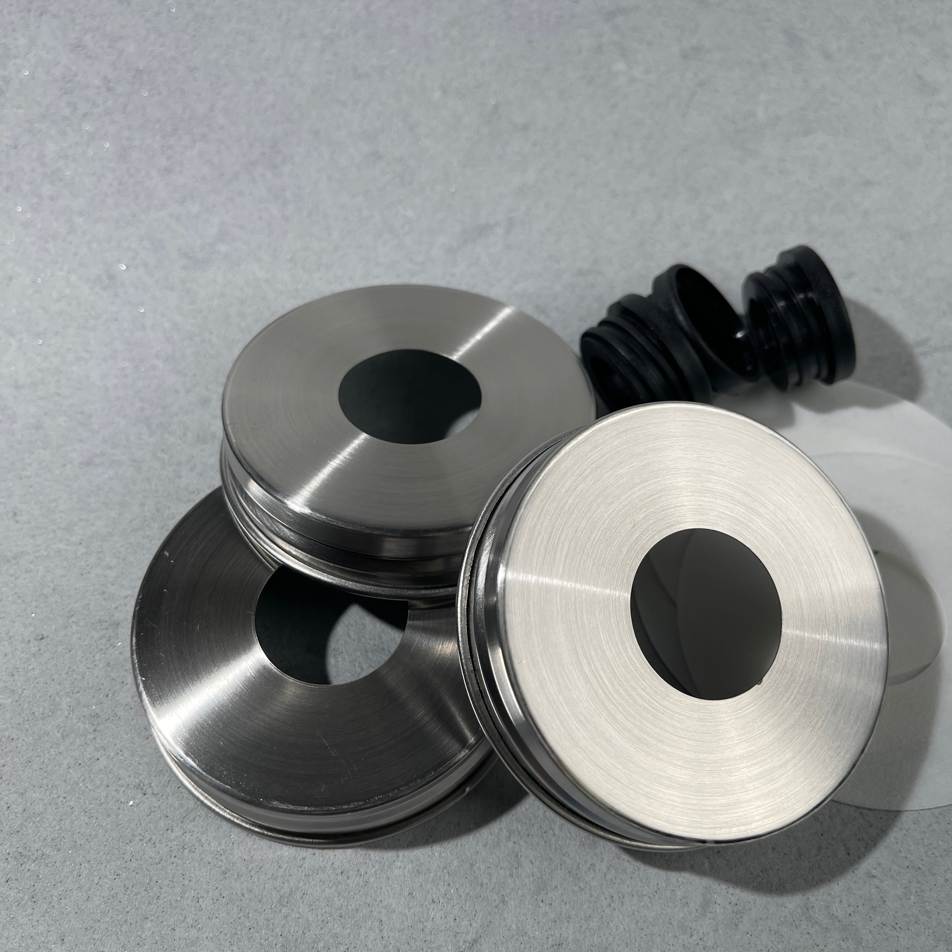 stainless lids with hole  and collars for regular mouth mason jars