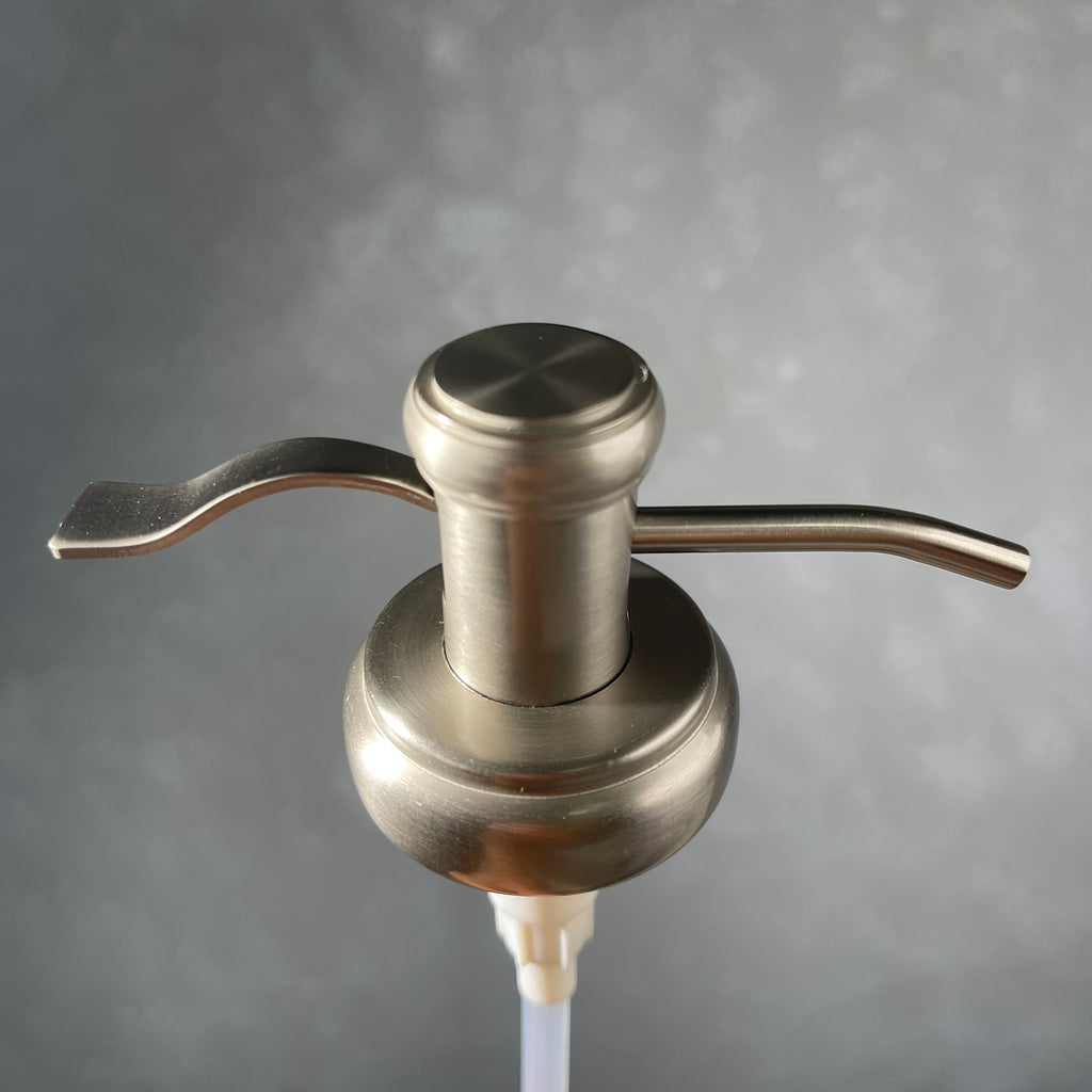 water well style soap pump in brushed nickel stainless  finish 