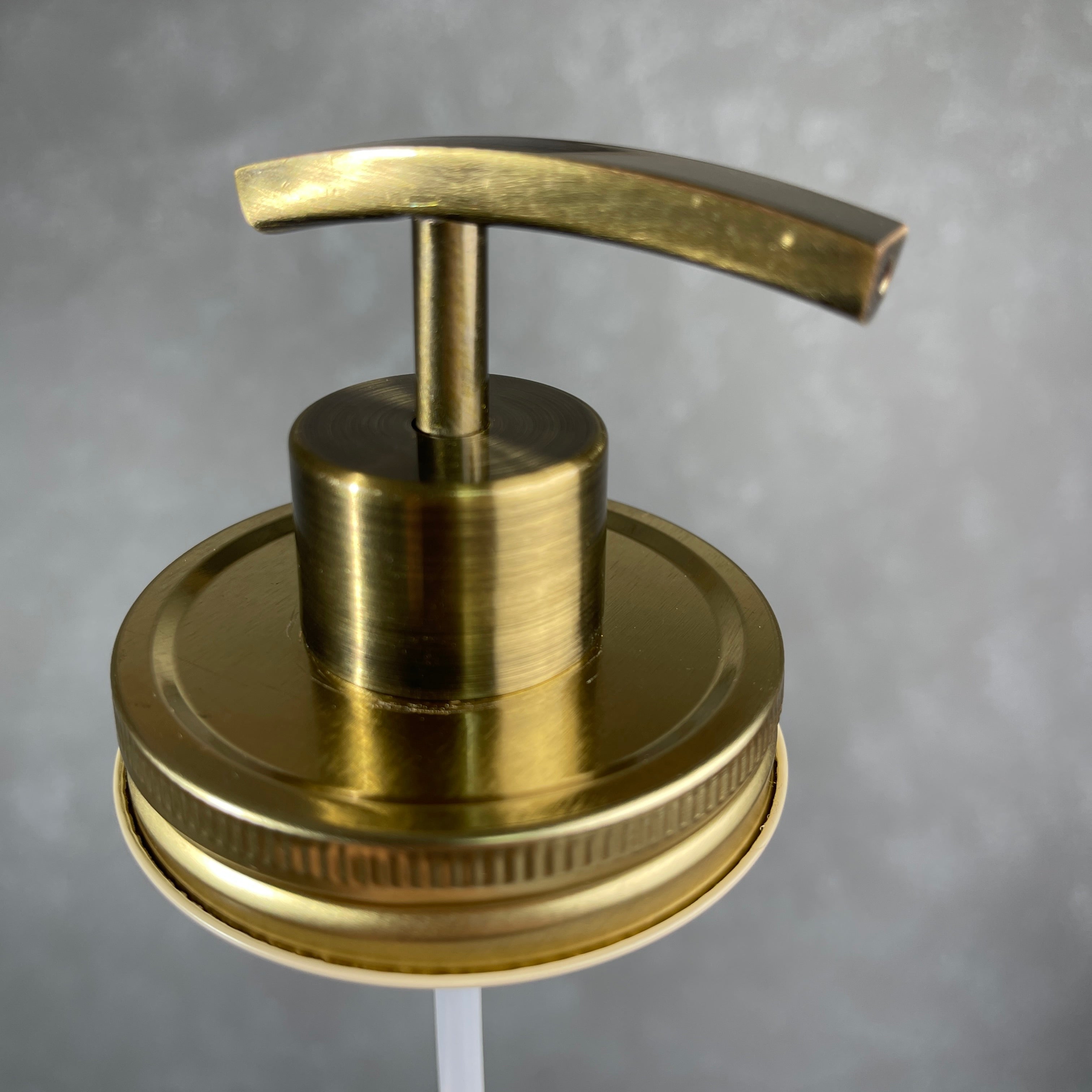 brass gold toned mason jar soap pump kit with rainbow brass finish pump