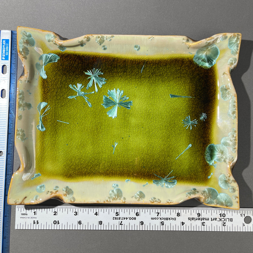 Spring Green  macro crystalline glazed Tray by Hong Rubinstein of One Dream Design TM 
