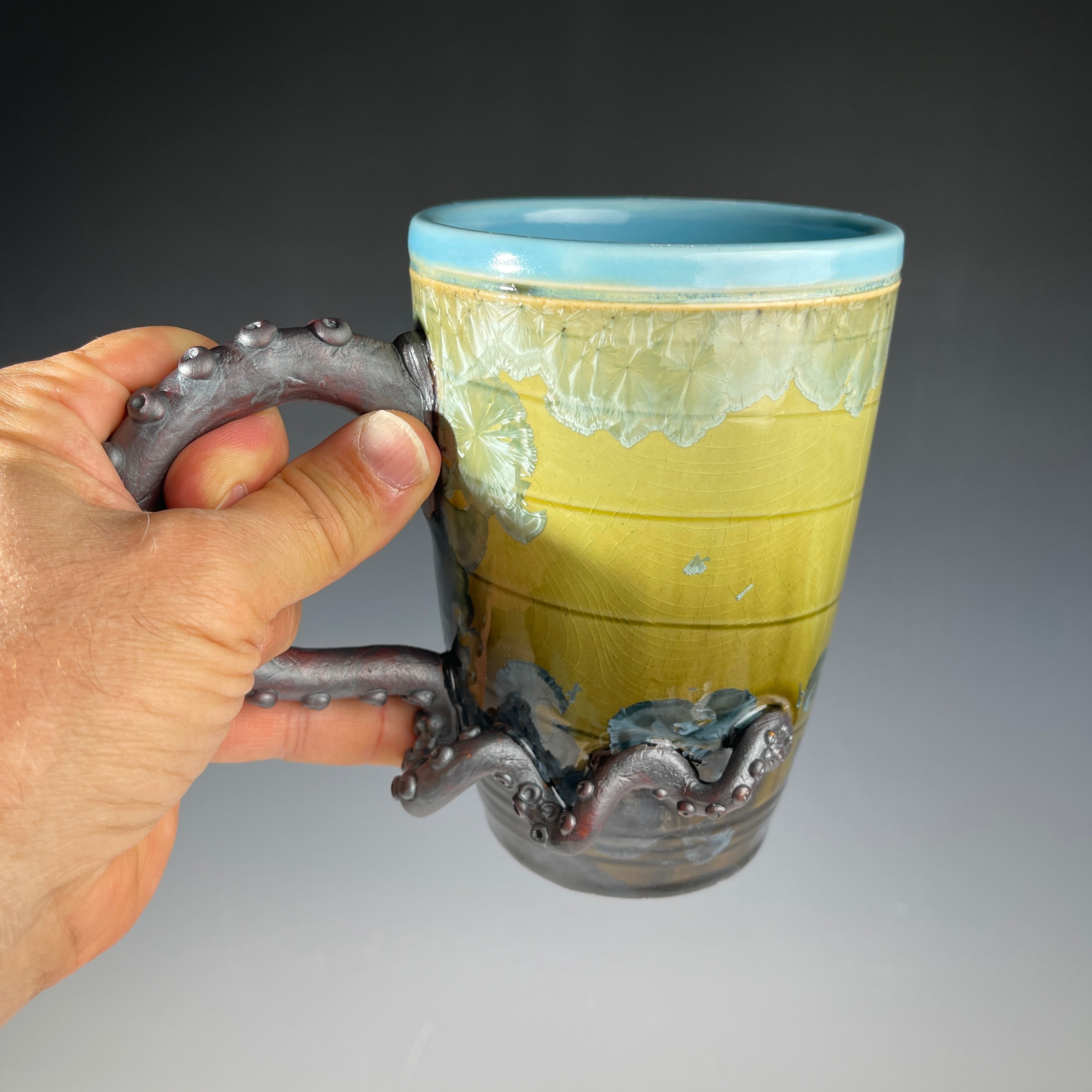 Octo mug  crystalline glazed Ceramic art by Adam and Hong Rubinstein