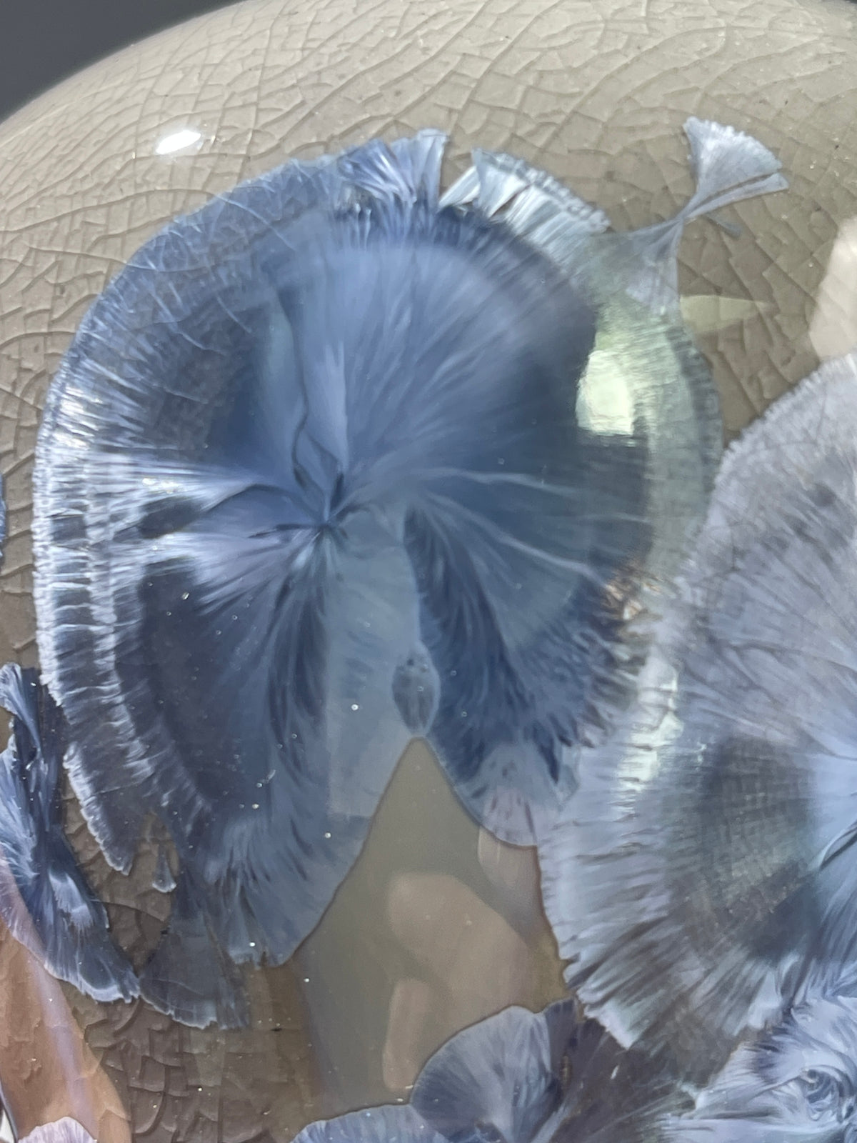 close up of macro-crystalline glazed soap pump