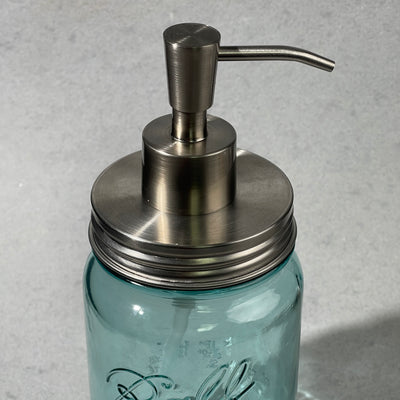 inverted cone modern mason jar  stainless steel soap pump kit