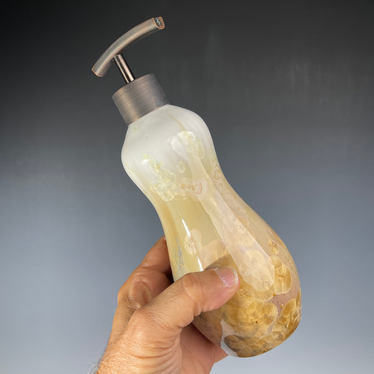 Soap pump in snow to wheat charcoal crystalline glaze