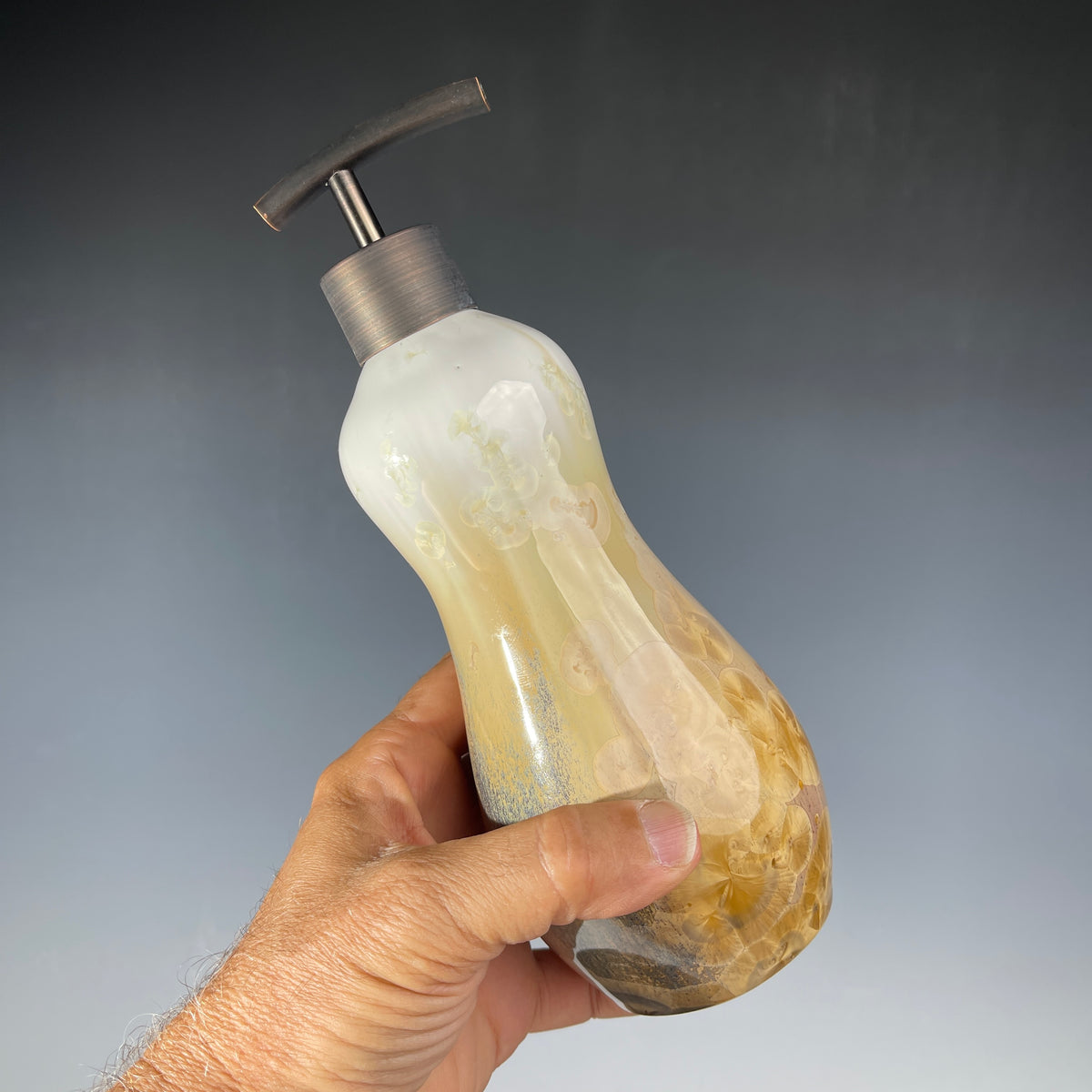 Soap pump in snow to wheat charcoal crystalline glaze
