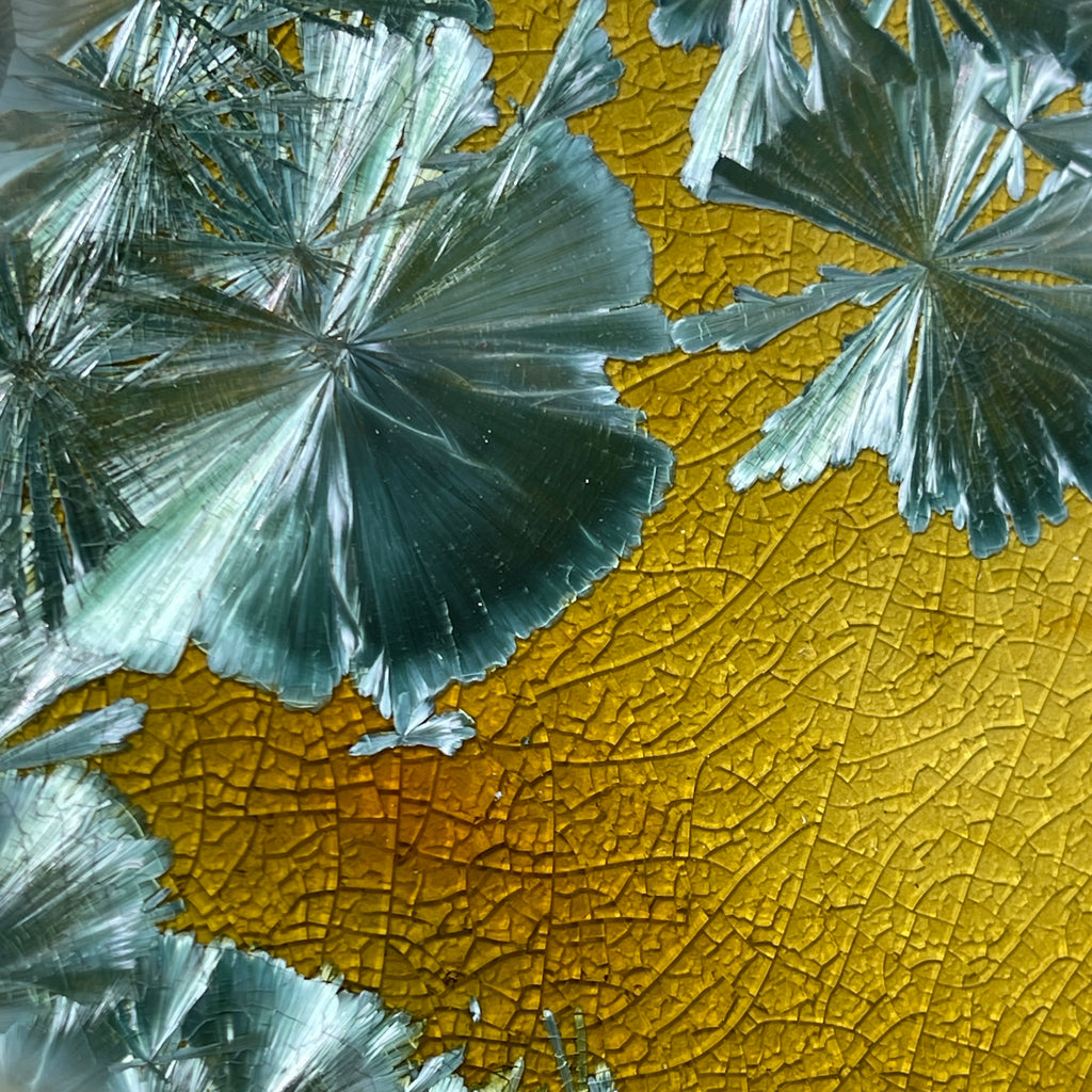 spring green  macro crystalline glazed tray by Hong Rubinstein