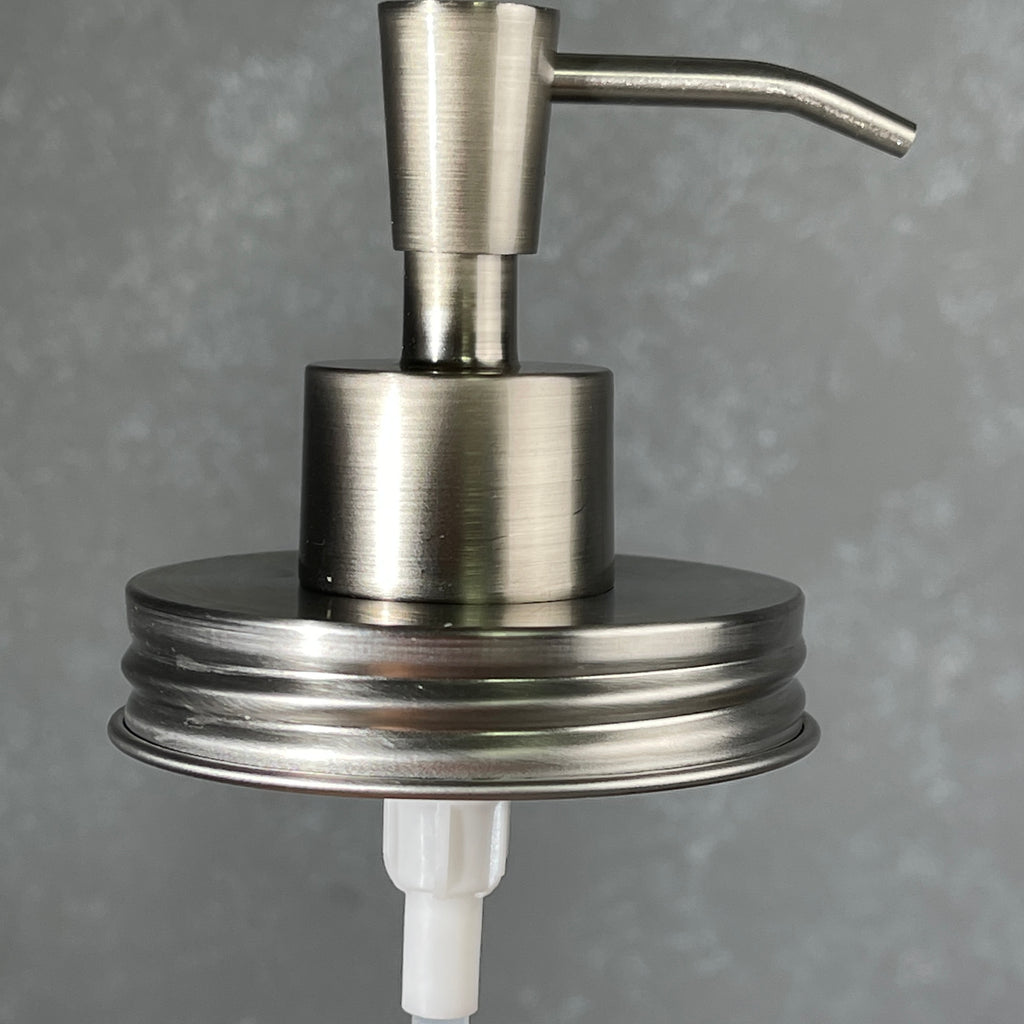 inverted cone modern mason jar  stainless steel soap pump kit