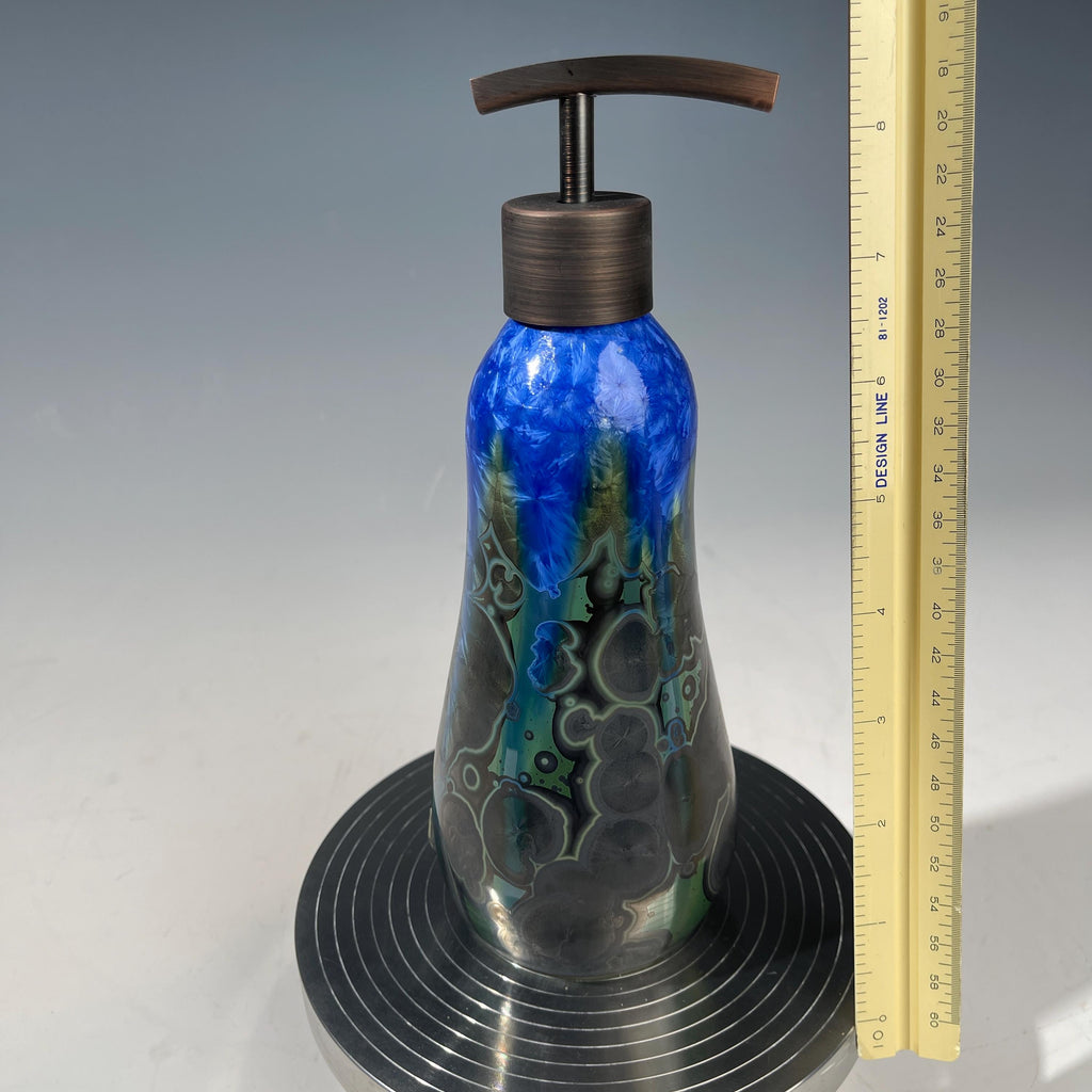 Soap Pump, Lotion and Hand  Dispenser Pump midnight emerald  jewel crystalline glazed
