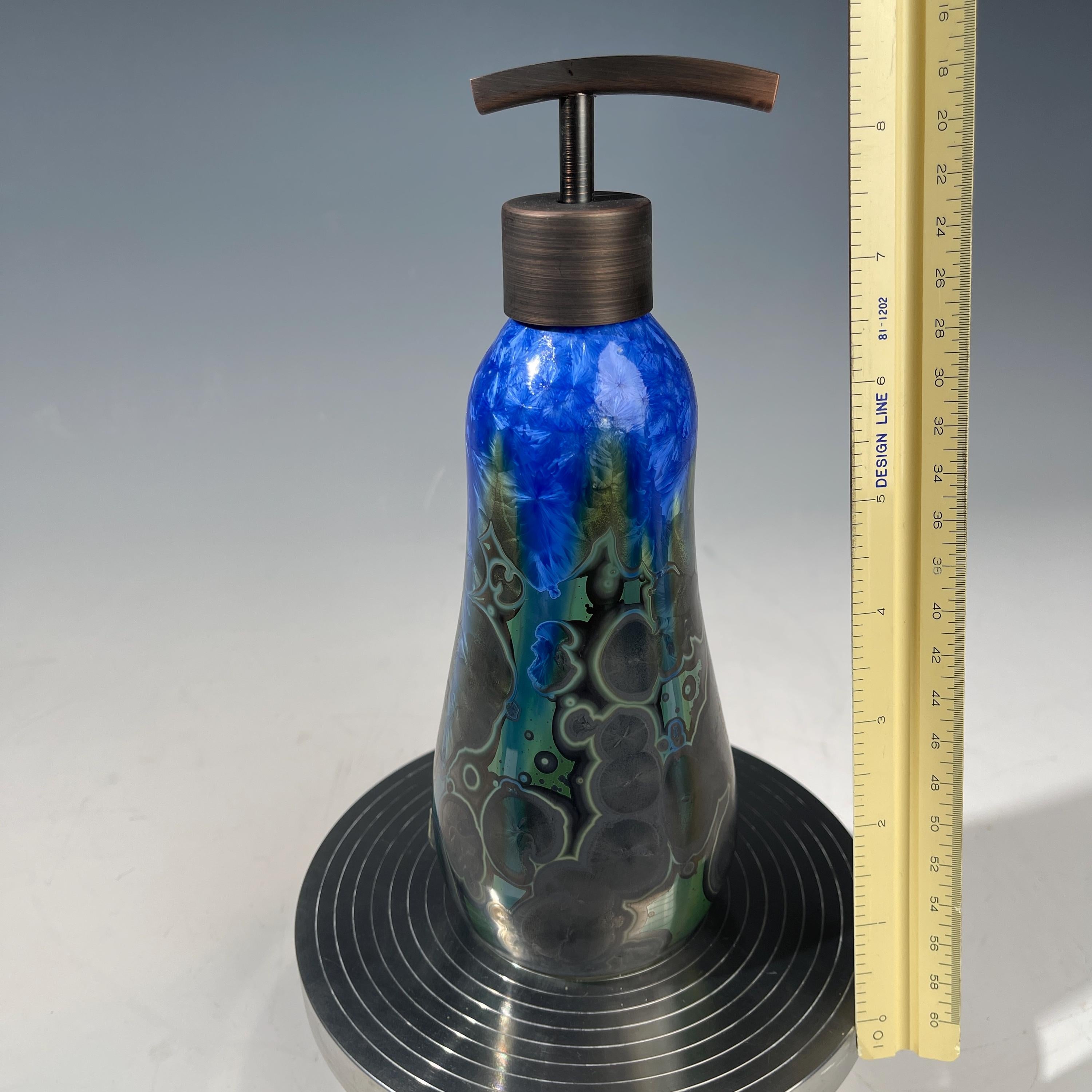 Soap Pump, Lotion and Hand  Dispenser Pump midnight emerald  jewel crystalline glazed