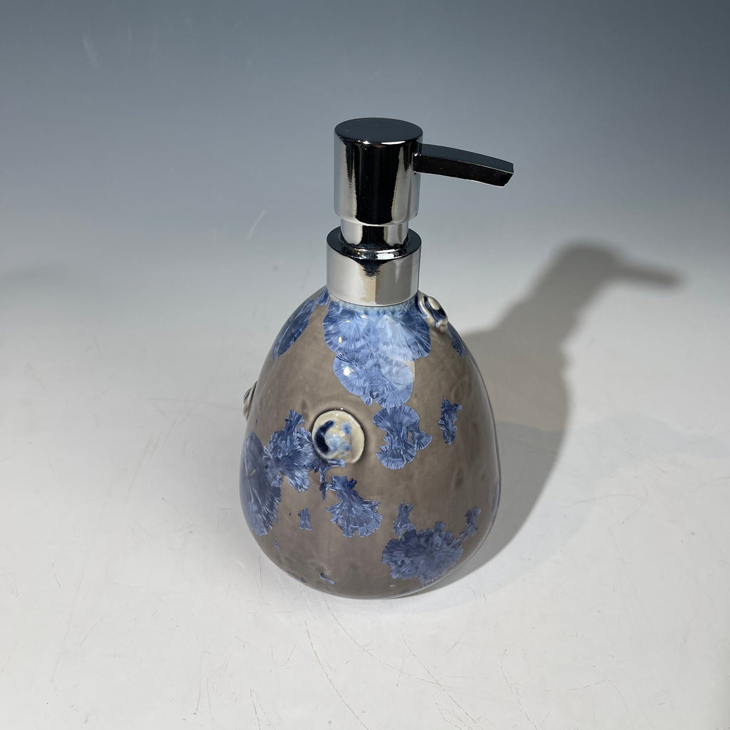 Crystalline Purple silver gray Soap Pump, Lotion and  Hand Sanitizer Dispenser Handmade Sanitary Ware