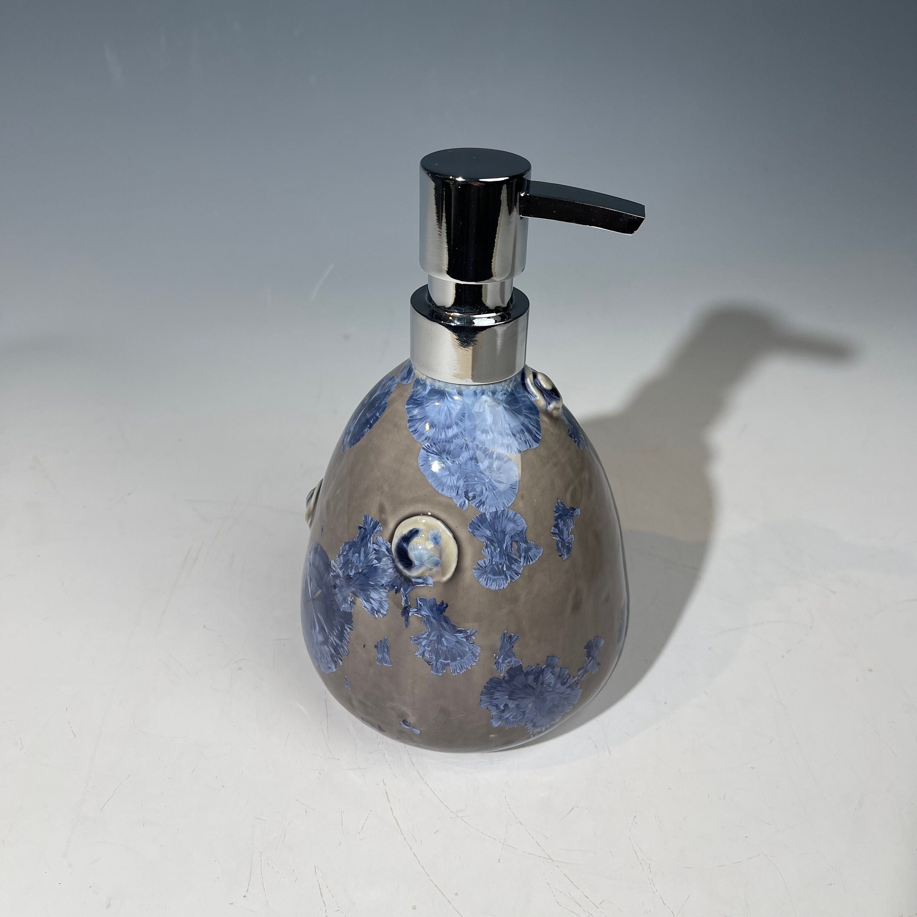 Crystalline Purple silver gray Soap Pump, Lotion and  Hand Sanitizer Dispenser Handmade Sanitary Ware