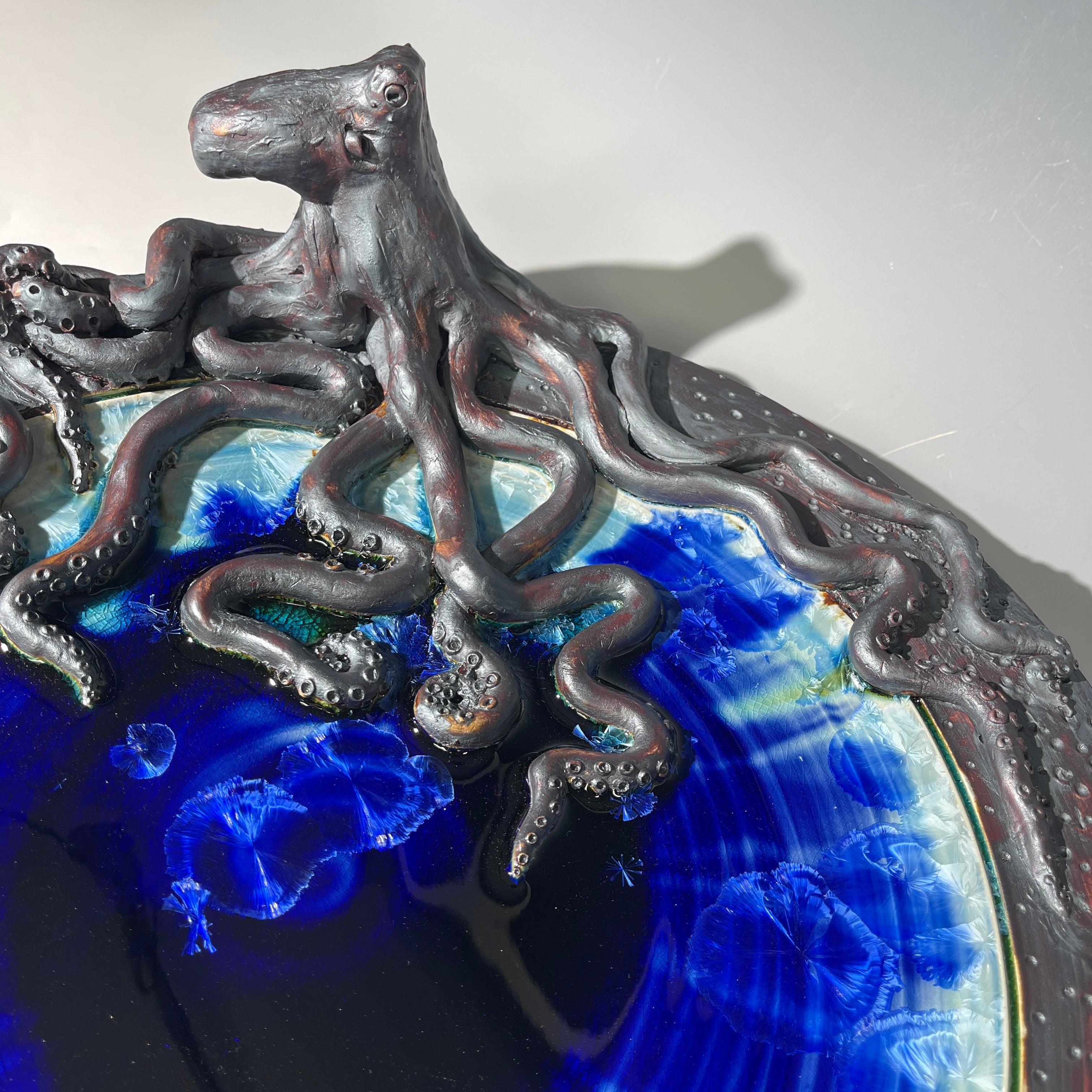 Octopus platter in cobalt to copper fade