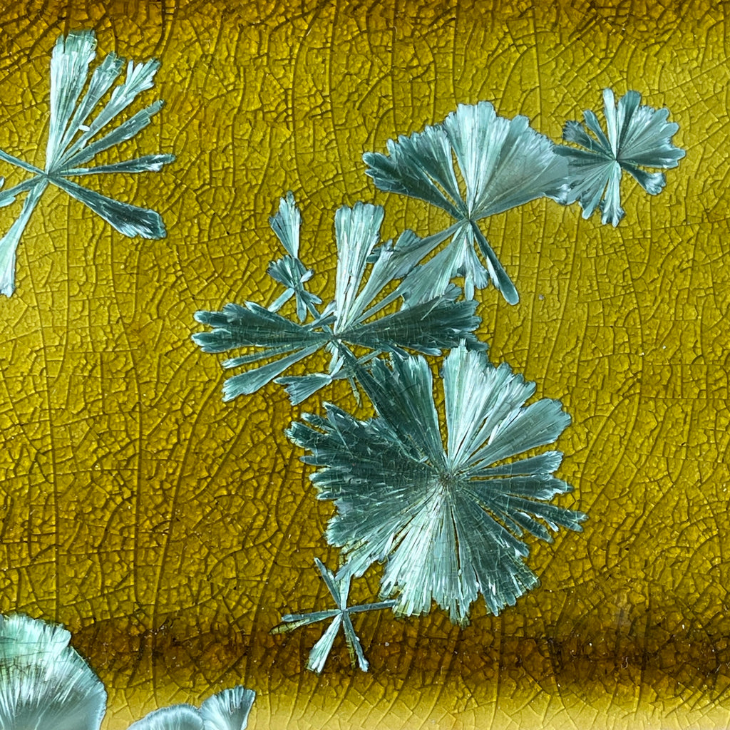 spring green  macro crystalline glazed tray by Hong Rubinstein