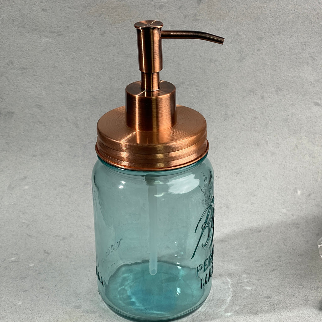 mason jar soap pump kit true solid copper lid copper plated skinny soap pump