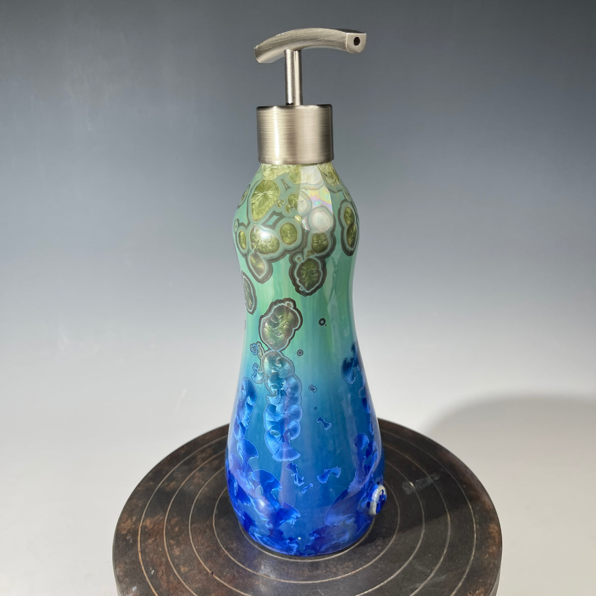 Soap Pump, Lotion and or Hand Sanitizer Pump -green forest jade ultramarine crystalline