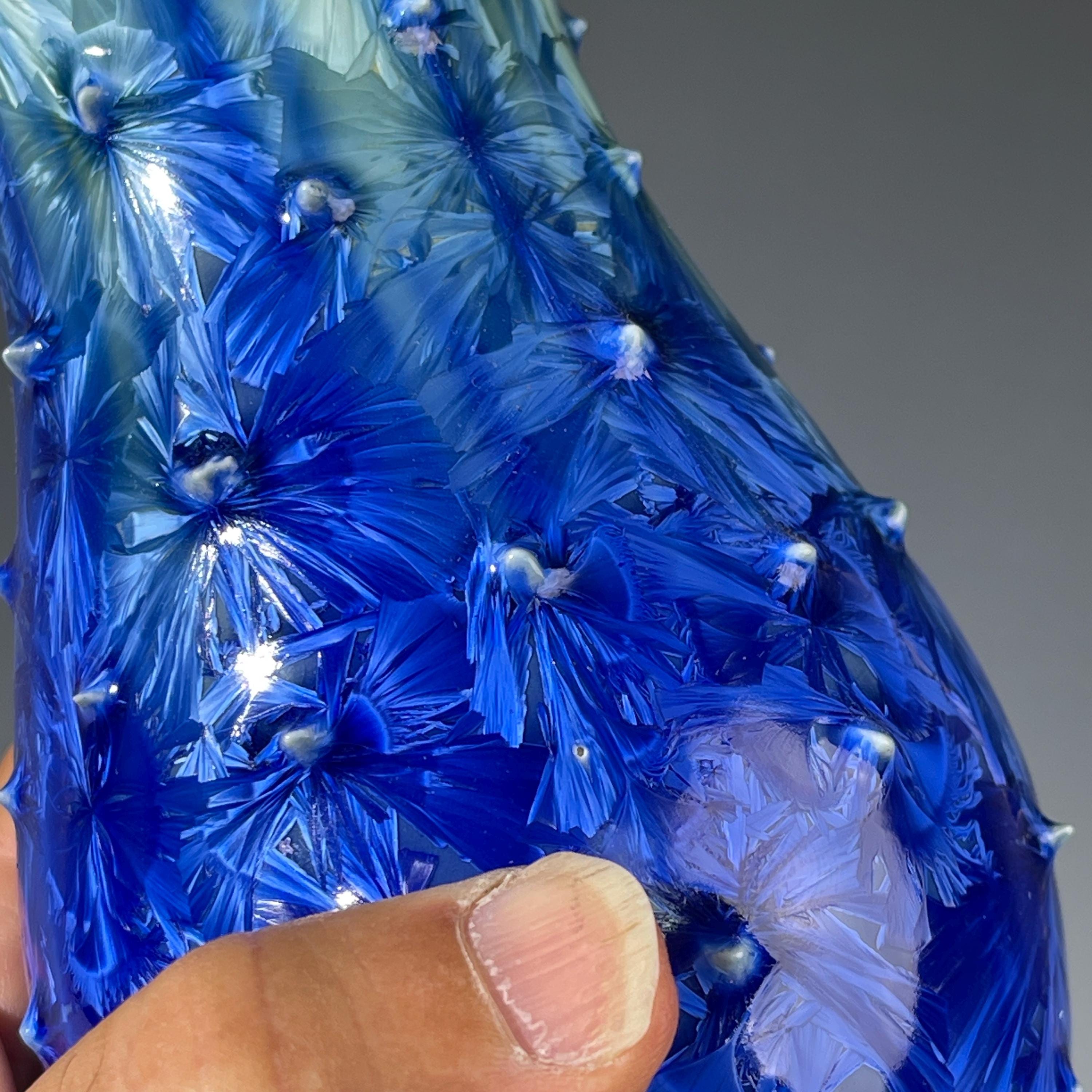Soap Pump, Tall Lotion Dispenser Pump chartreuse green cobalt blue  studded Sparkle Crystalline Glaze