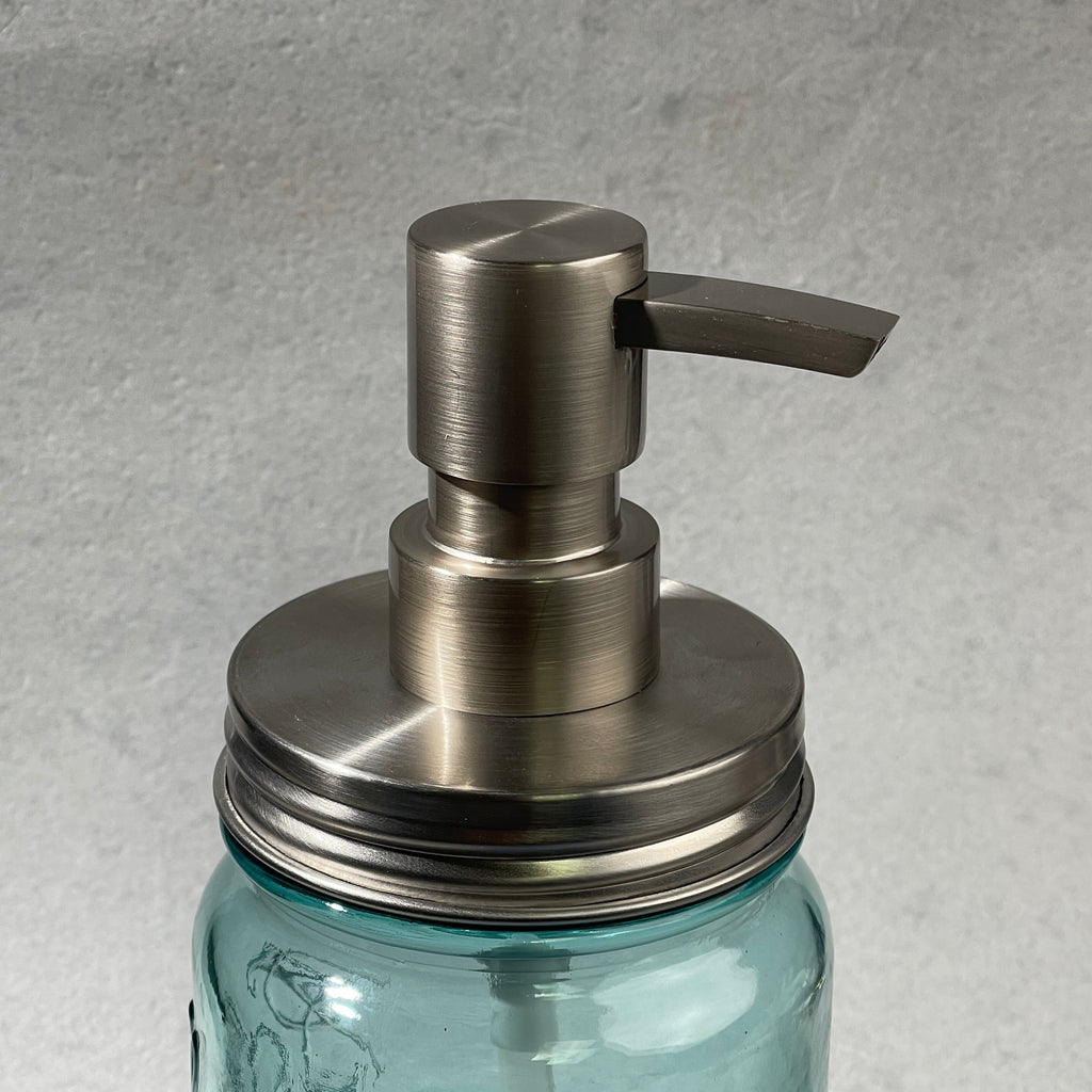 mason jar regular mouth stainless soap pump kit with heavy duty flat head pump