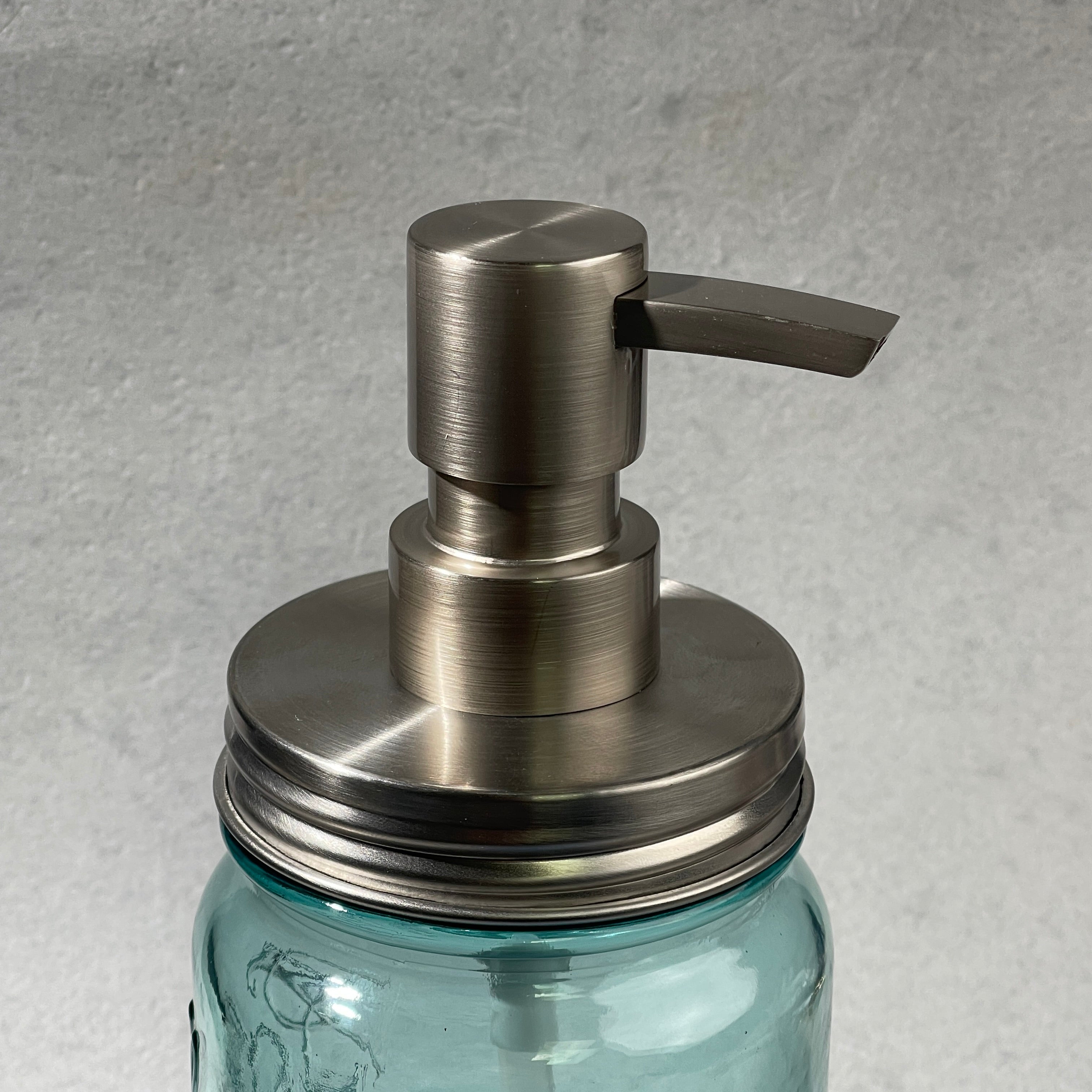 mason jar regular mouth stainless soap pump kit with heavy duty flat head pump