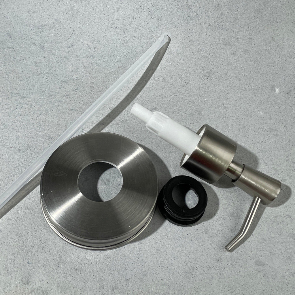 inverted cone modern mason jar  stainless steel soap pump kit