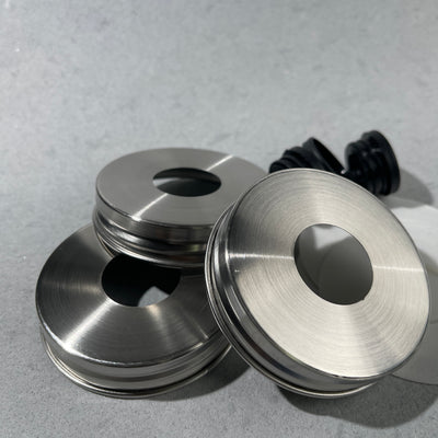 stainless lids with hole  and collars for regular mouth mason jars
