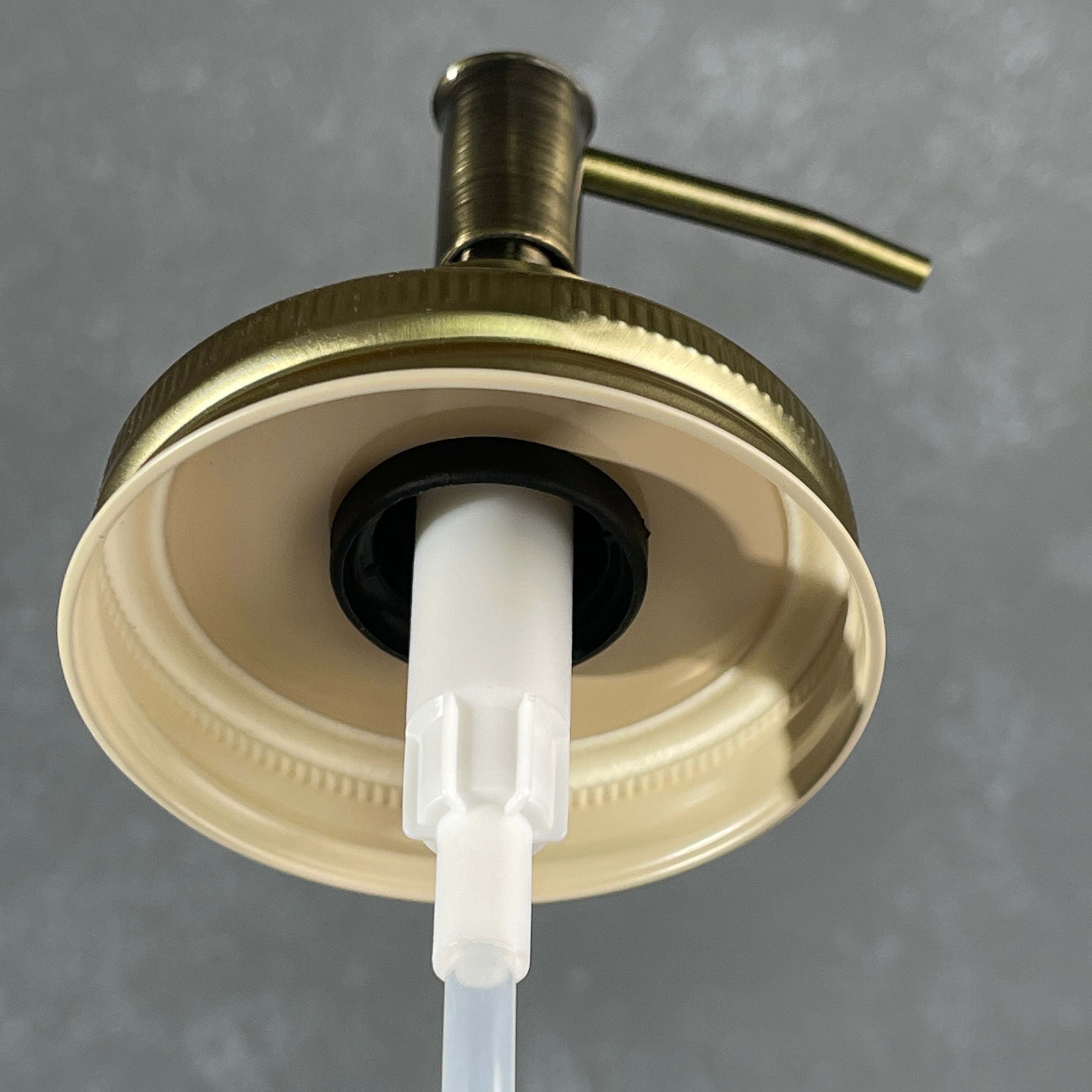 mason jjar soap pump kit  skinny brass with brass lid