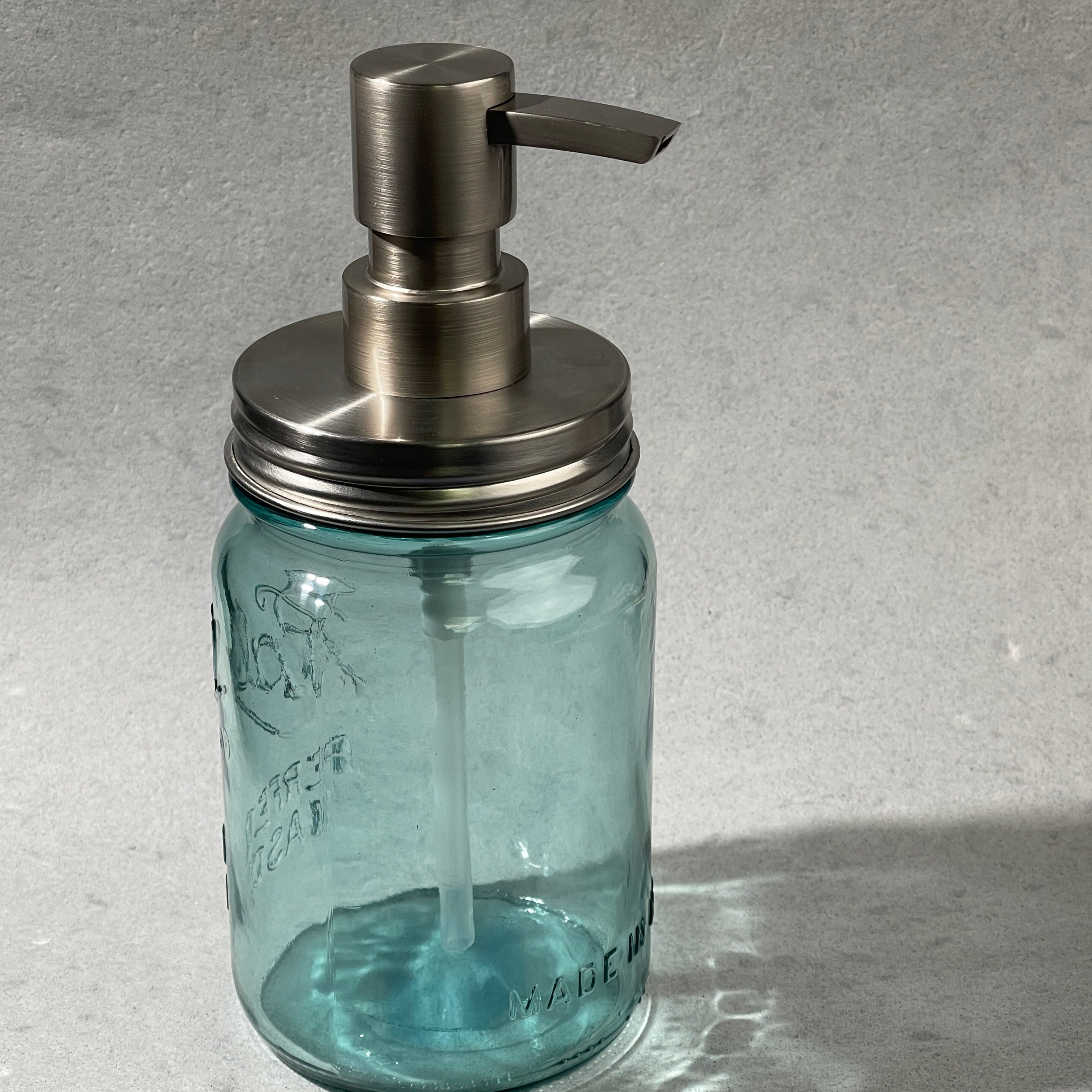 mason jar regular mouth stainless soap pump kit with heavy duty flat head pump
