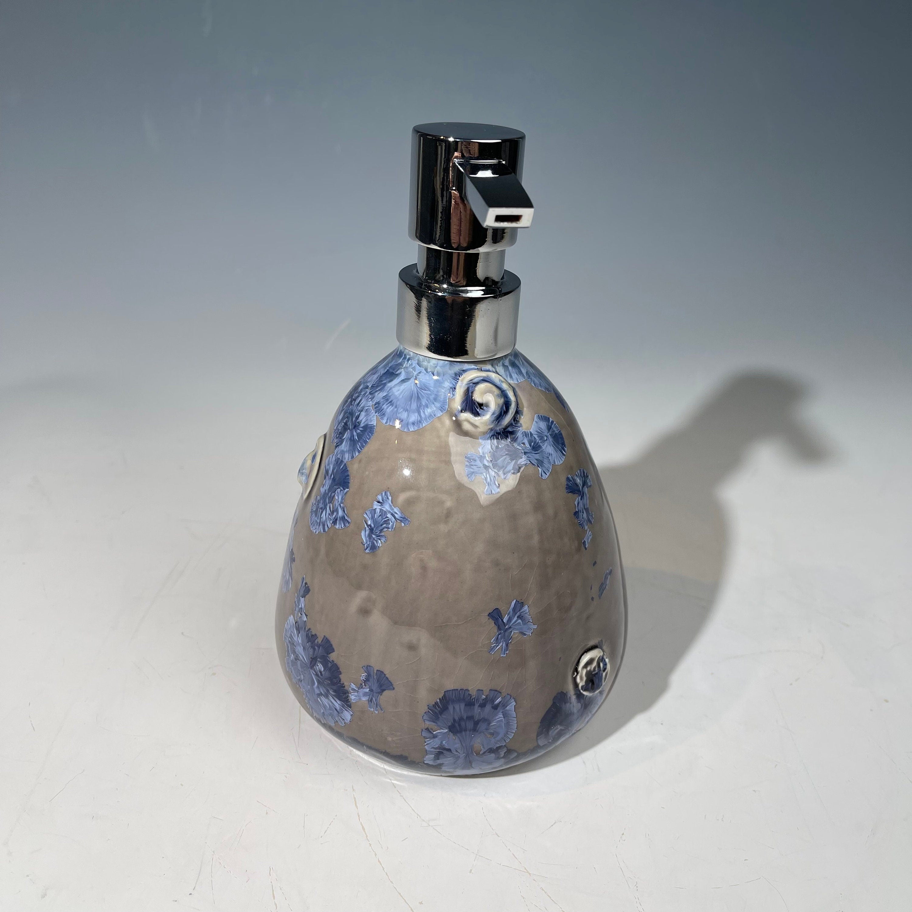 Crystalline Purple silver gray Soap Pump, Lotion and  Hand Sanitizer Dispenser Handmade Sanitary Ware