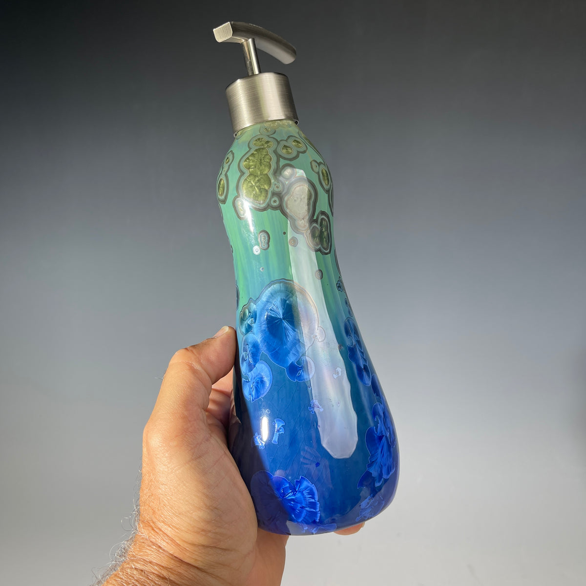 Soap Pump, Lotion and or Hand Sanitizer Pump -green forest jade ultramarine crystalline