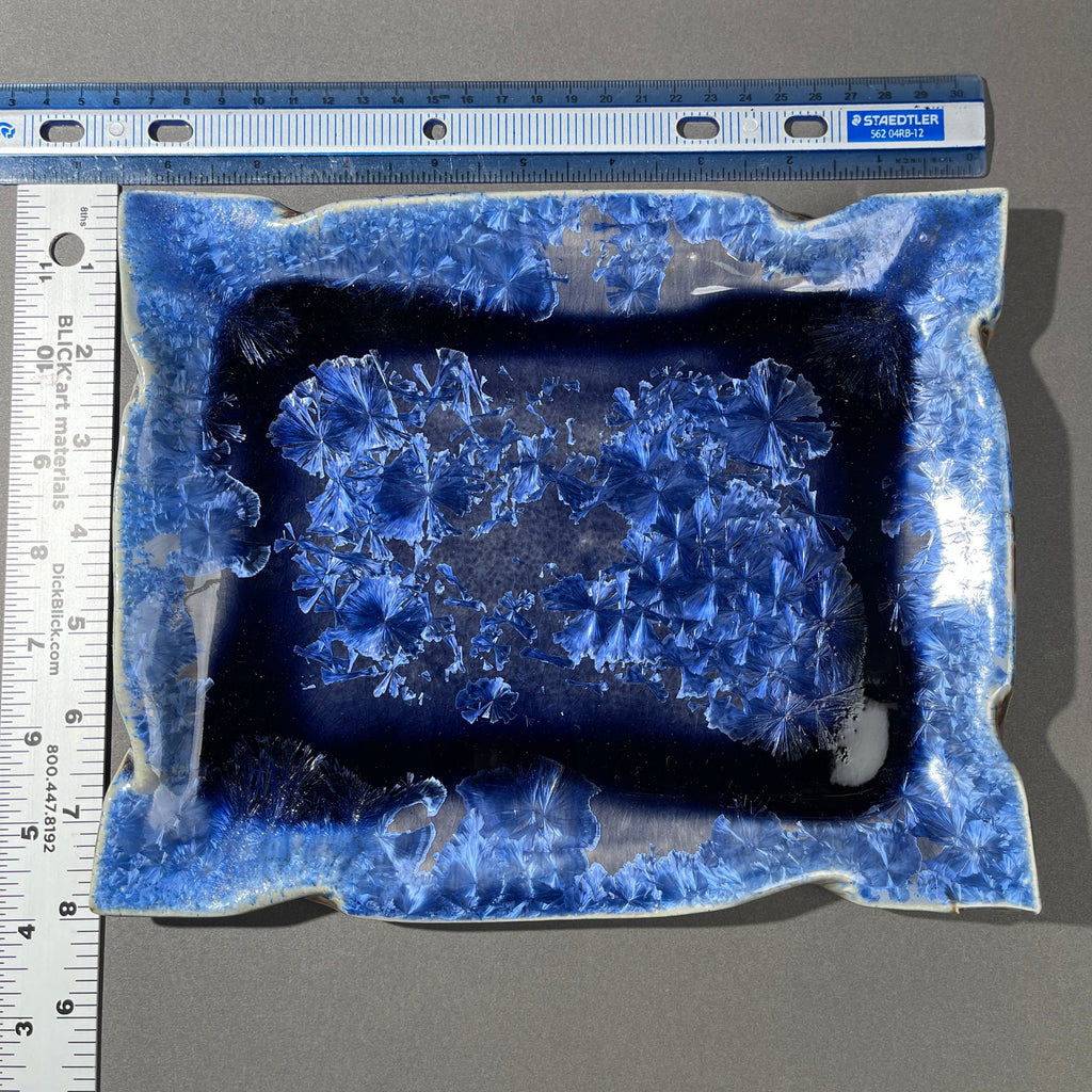 Blue purple macro crystalline glazed tray by Hong Rubinstein