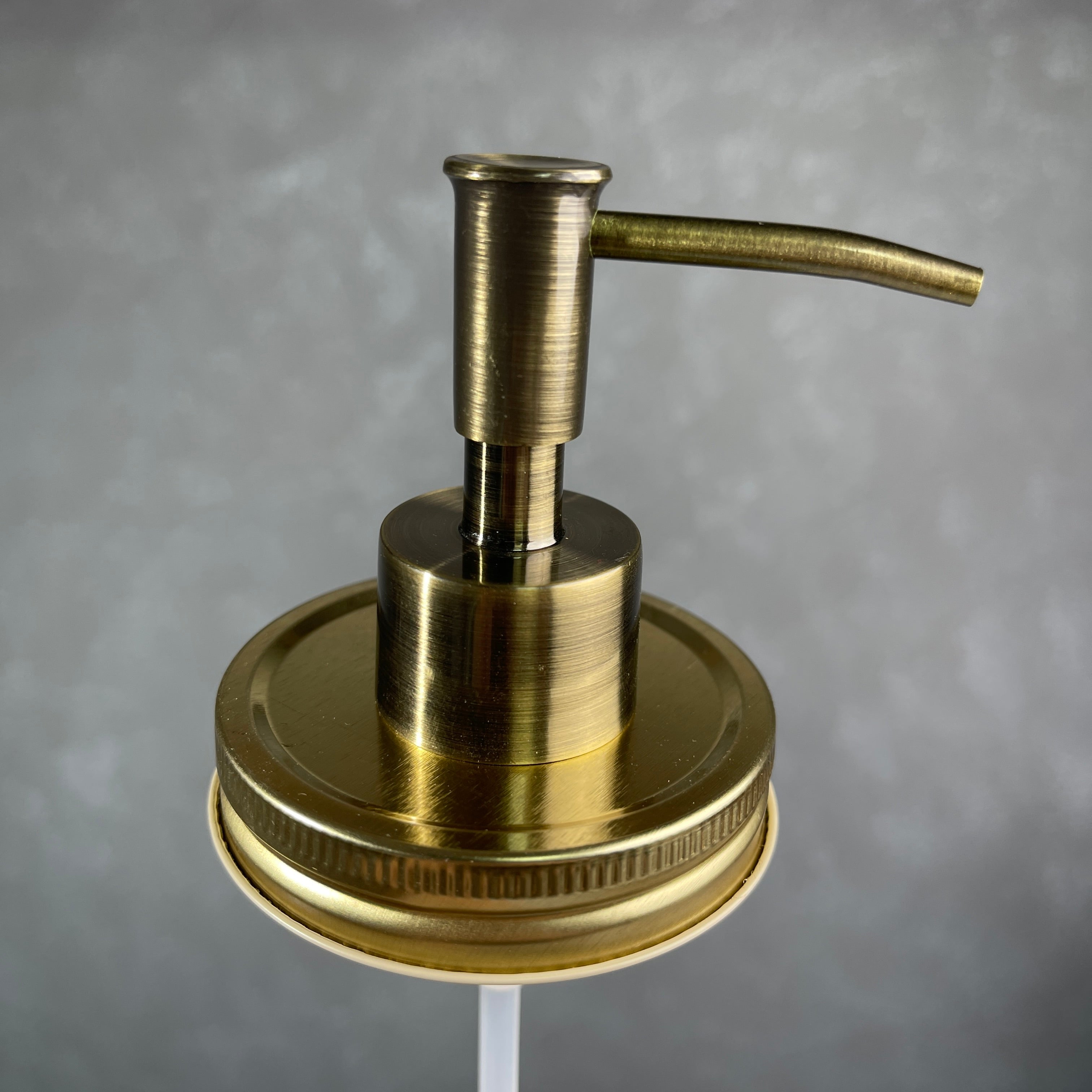 mason jjar soap pump kit  skinny brass with brass lid