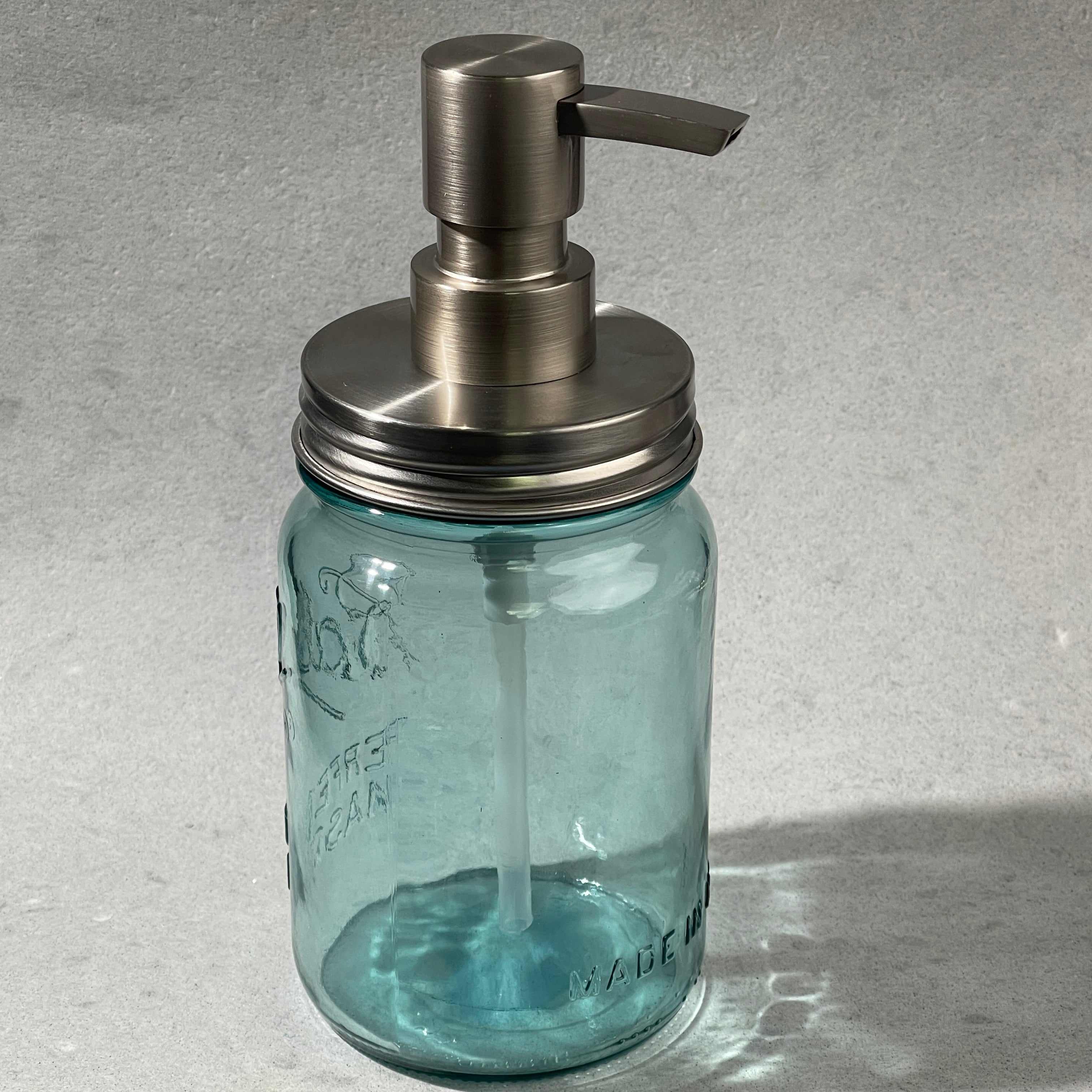 mason jar regular mouth stainless soap pump kit with heavy duty flat head pump